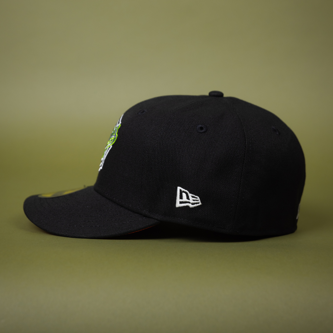 NEW ERA EXCLUSIVE 59FIFTY BLACK LOS ANGELES DODGERS W/ SPIDER WEB LOGO + 40TH ANNIVERSARY SIDE PATCH