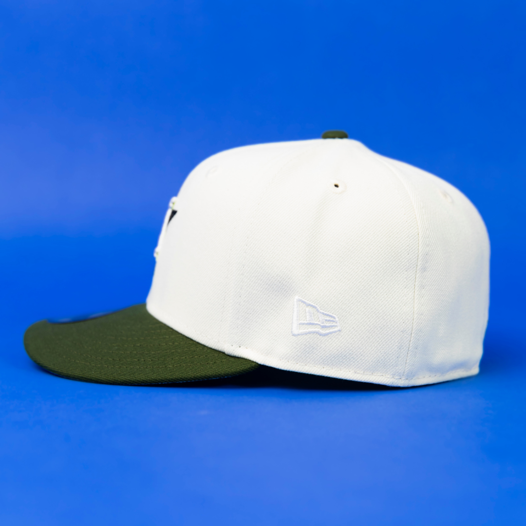 NEW ERA EXCLUSIVE 59FIFTY CHROME/ OLIVE HOUSTON ASTROS W/ 50TH ANNIVERSARY SIDE PATCH