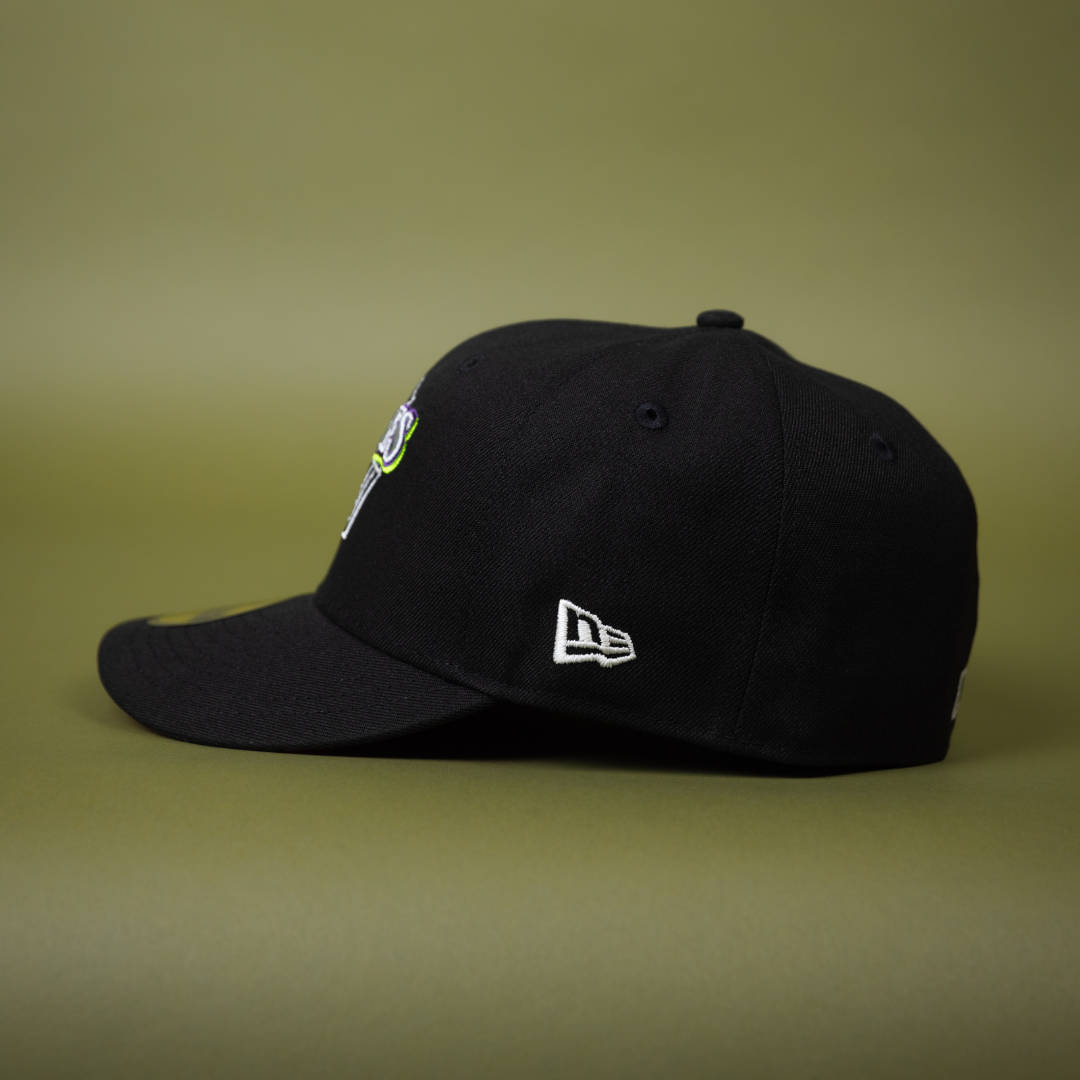 NEW ERA EXCLUSIVE 59FIFTY BLACK SAN DIEGO PADRES W/ SPIDER WEB LOGO + PETCO PARK SIDE PATCH