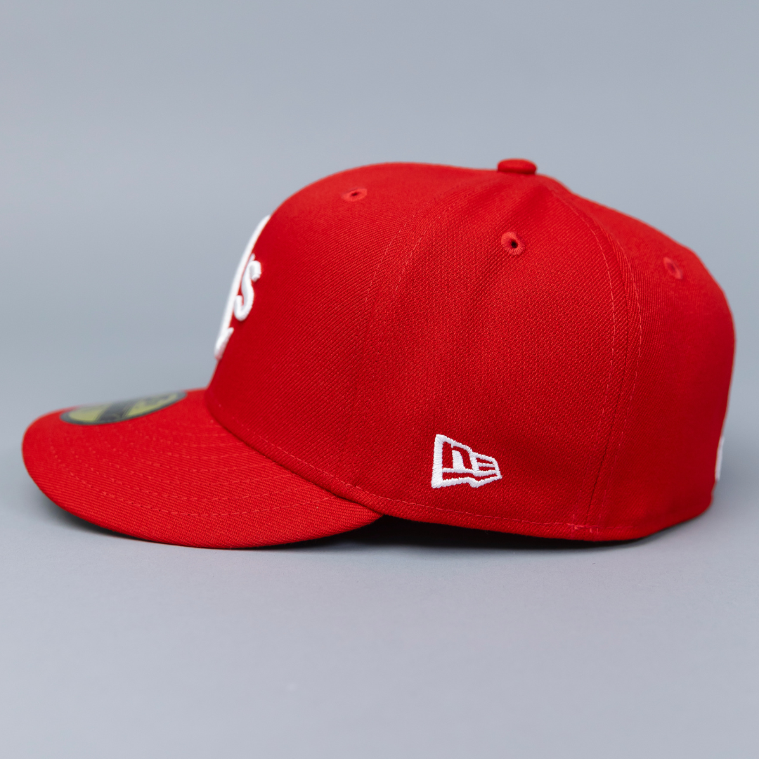 NEW ERA EXCLUSIVE 59FIFTY RED OAKLAND ATHLETICS W/ 1989 WORLD SERIES SIDE PATCH