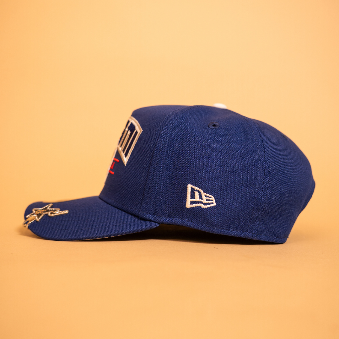 NEW ERA EXCLUSIVE 9FIFTY A-FRAME BLUE LOS ANGELES DODGERS "SHOHEI OHTANI"SCRIPT W/ LA LOGO SIDE PATCH