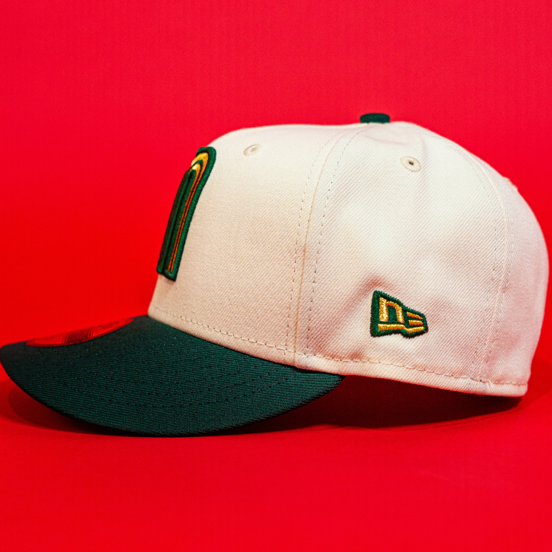 NEW ERA EXCLUSIVE 59FIFTY CHROME/ FOREST GREEN MEXICO 2025 WORLD BASEBALL CLASSIC W/ MEXICO FLAG SIDE PATCH