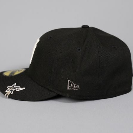 NEW ERA EXCLUSIVE 59FIFTY BLACK UPSIDE DOWN LOS ANGELES DODGERS W/ 60TH ANNIVERSARY SIDE PATCH