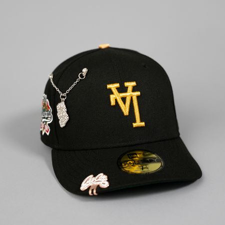 NEW ERA EXCLUSIVE 59FIFTY BLACK UPSIDE DOWN LOS ANGELES DODGERS W/ 100TH ANNIVERSARY SIDE PATCH