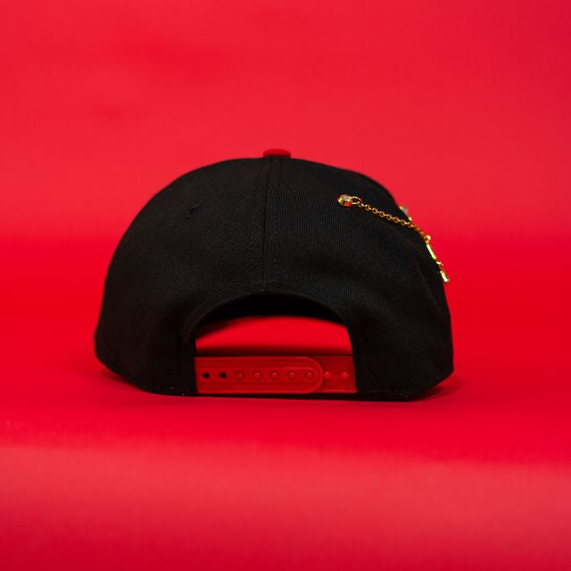 NEW ERA EXCLUSIVE 9FIFTY A-FRAME BLACK/ RED LOS ANGELES DODGERS SNAPBACK W/ 40TH ANNIVERSARY SIDE PATCH