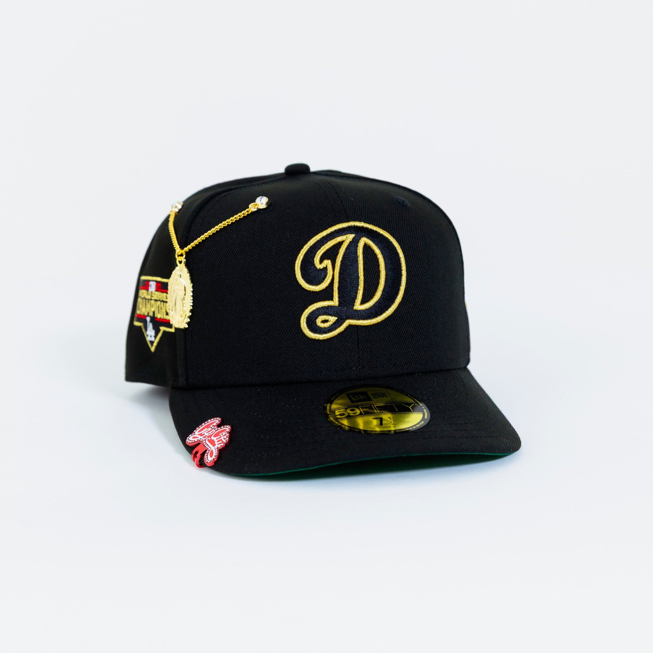 NEW ERA 59FIFTY BLACK LOS ANGELES DODGERS W/ WORLD SERIES CHAMPIONS SIDE PATCH