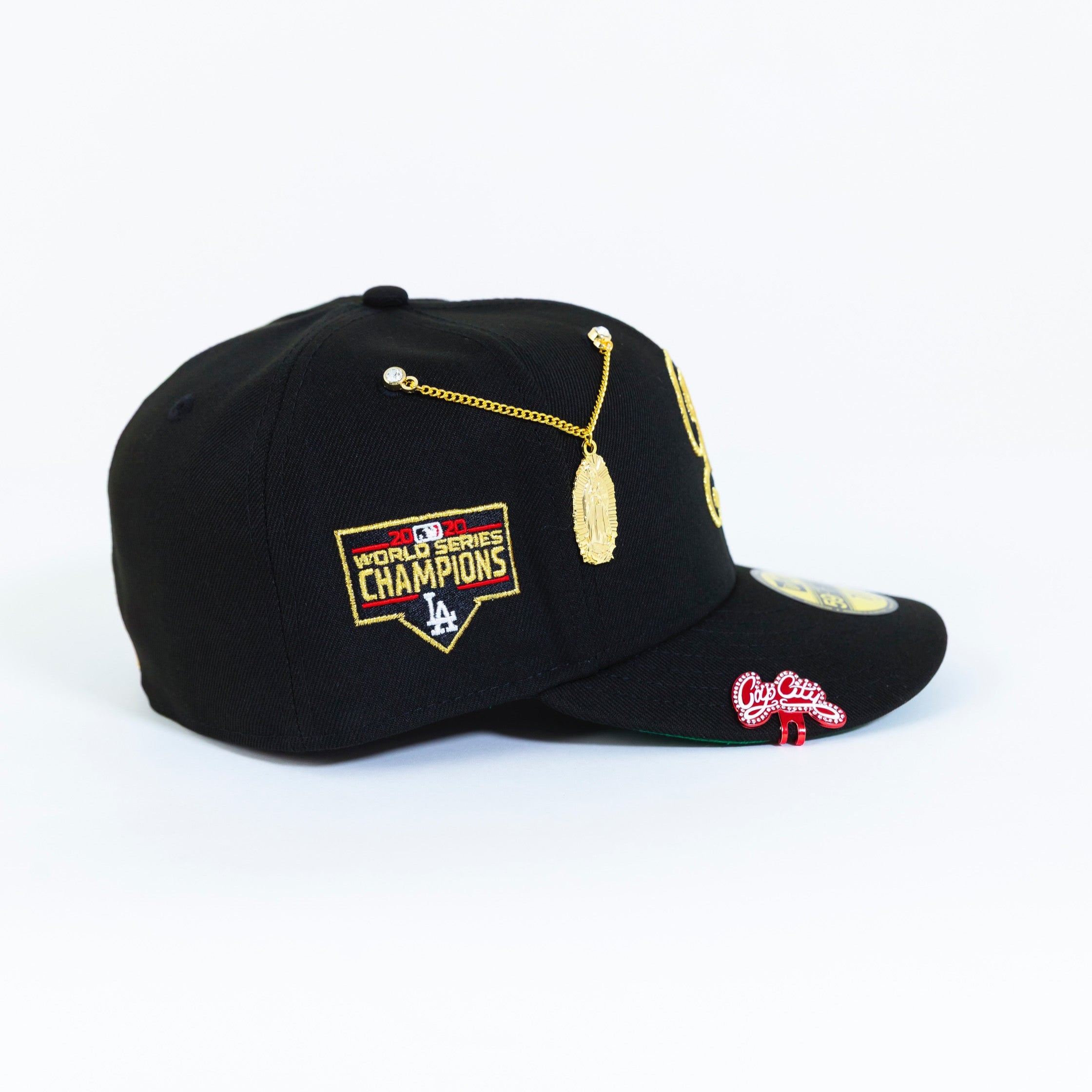 NEW ERA 59FIFTY BLACK LOS ANGELES DODGERS W/ WORLD SERIES CHAMPIONS SIDE PATCH