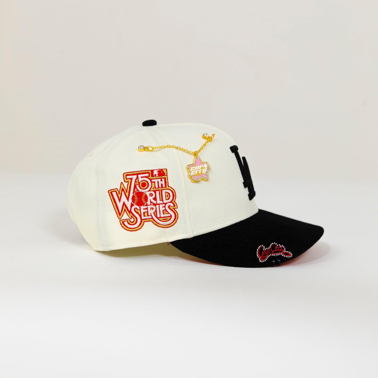 NEW ERA EXCLUSIVE 9FIFTY CHROME/ CORDUROY LOS ANGELES DODGERS SNAPBACK W/ 75TH WORLD SERIES SIDE PATCH