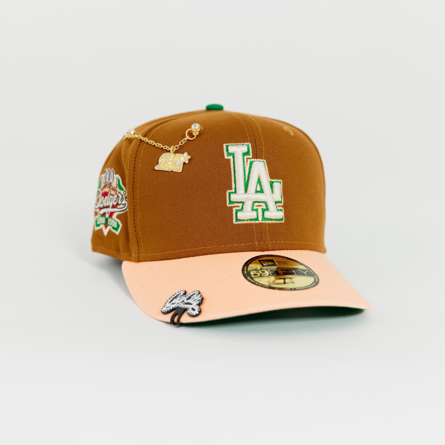 NEW ERA EXCLUSIVE 59FIFTY DARK TAN/ BLUSH LOS ANGELES DODGERS W/ 100TH ANNIVERSARY SIDE PATCH