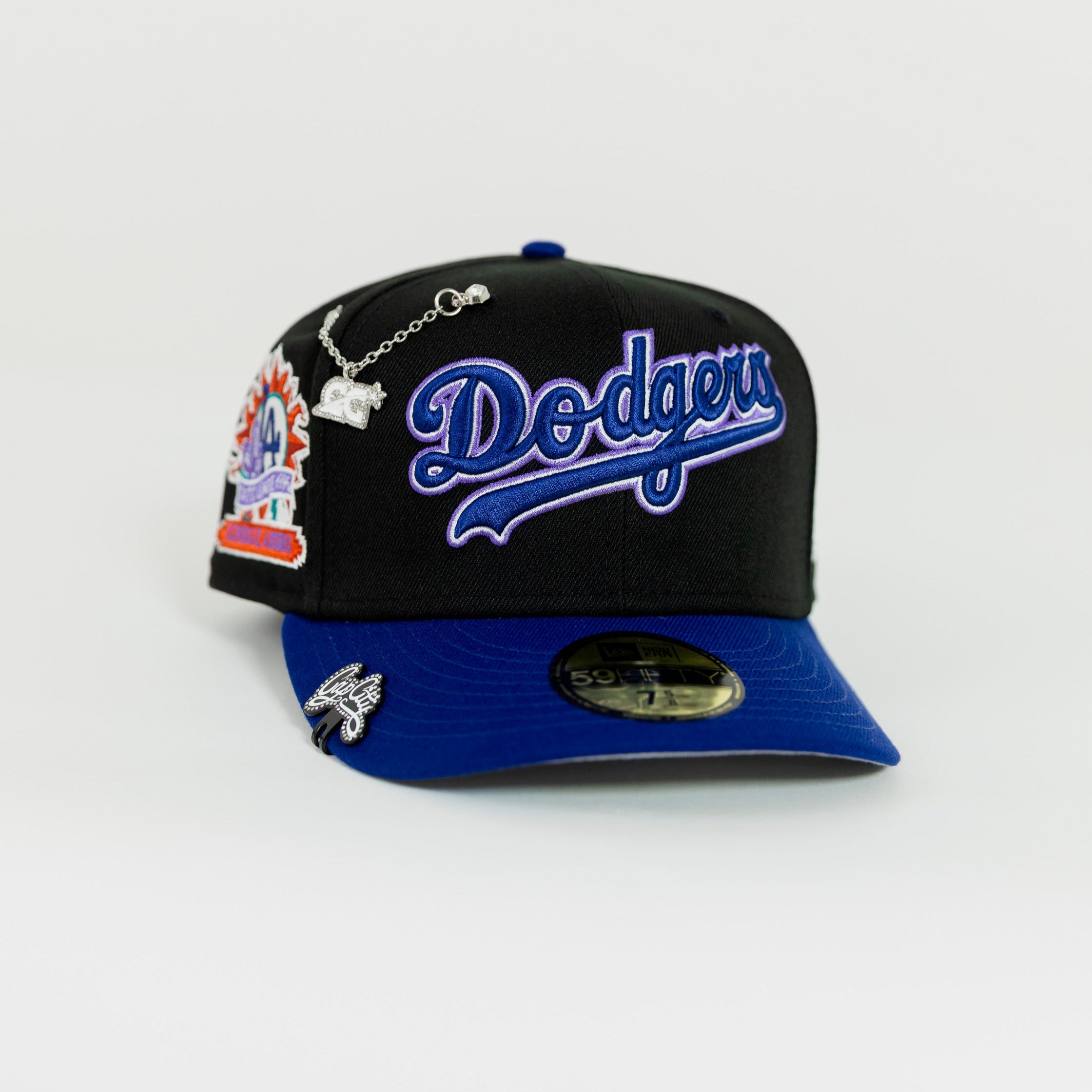 NEW ERA 59FIFTY BLACK/BLUE LOS ANGELES DODGERS SCRIPT W/ CACTUS LEAGUE SIDE PATCH