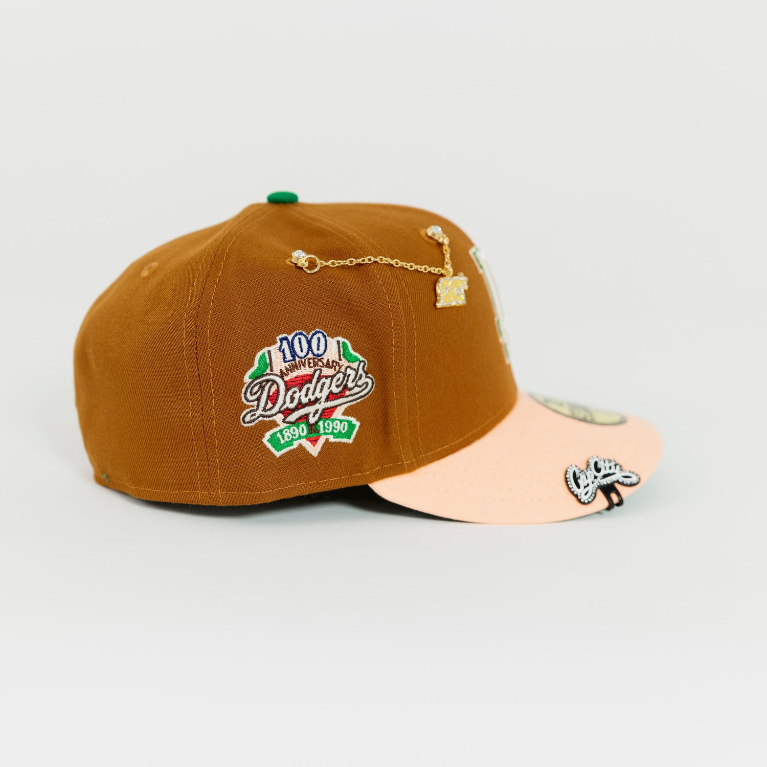 NEW ERA EXCLUSIVE 59FIFTY DARK TAN/ BLUSH LOS ANGELES DODGERS W/ 100TH ANNIVERSARY SIDE PATCH