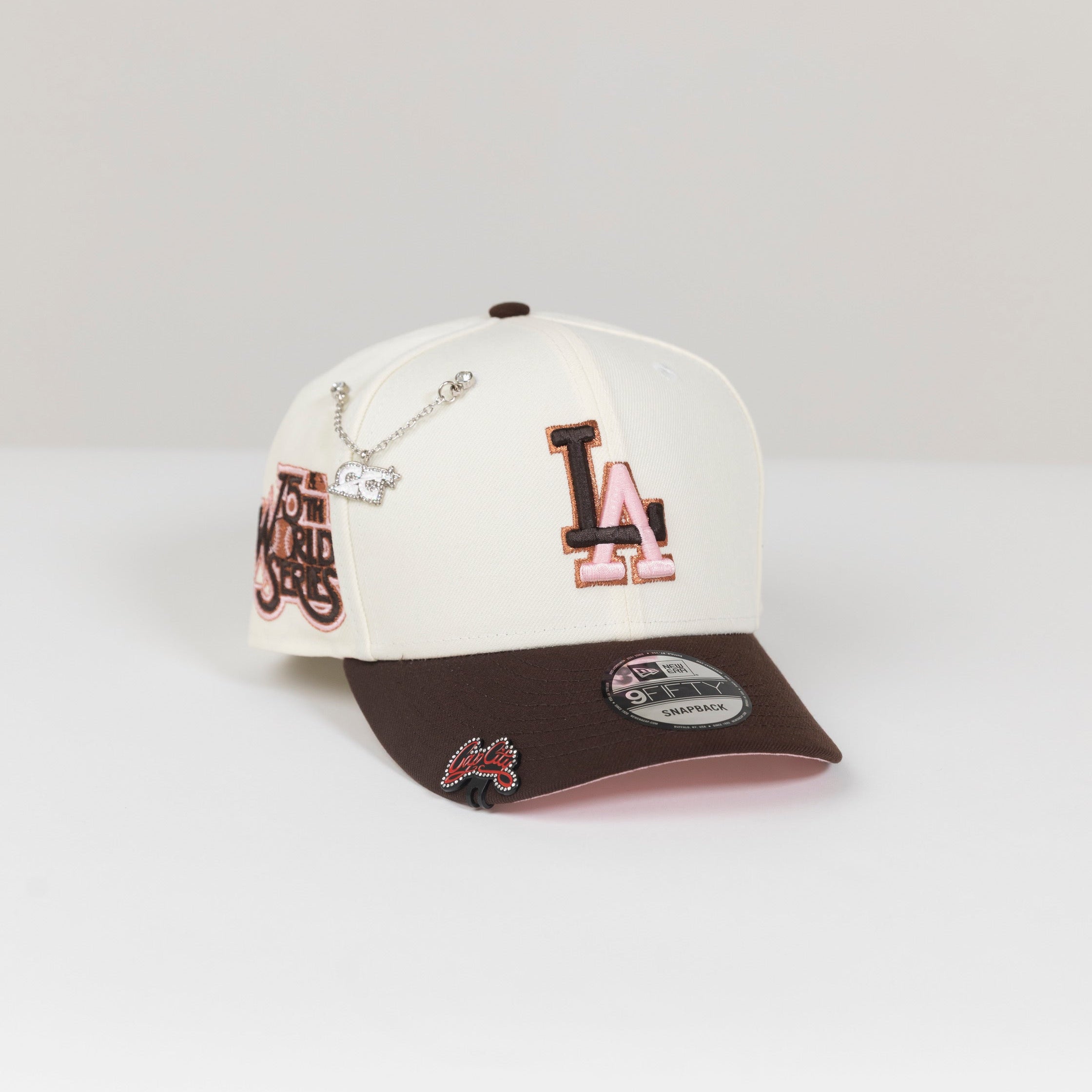 NEW ERA EXCLUSIVE 9FIFTY CHROME/ BROWN LOS ANGELES DODGERS SNAPBACK W/ 75TH WORLD SERIES SIDE PATCH