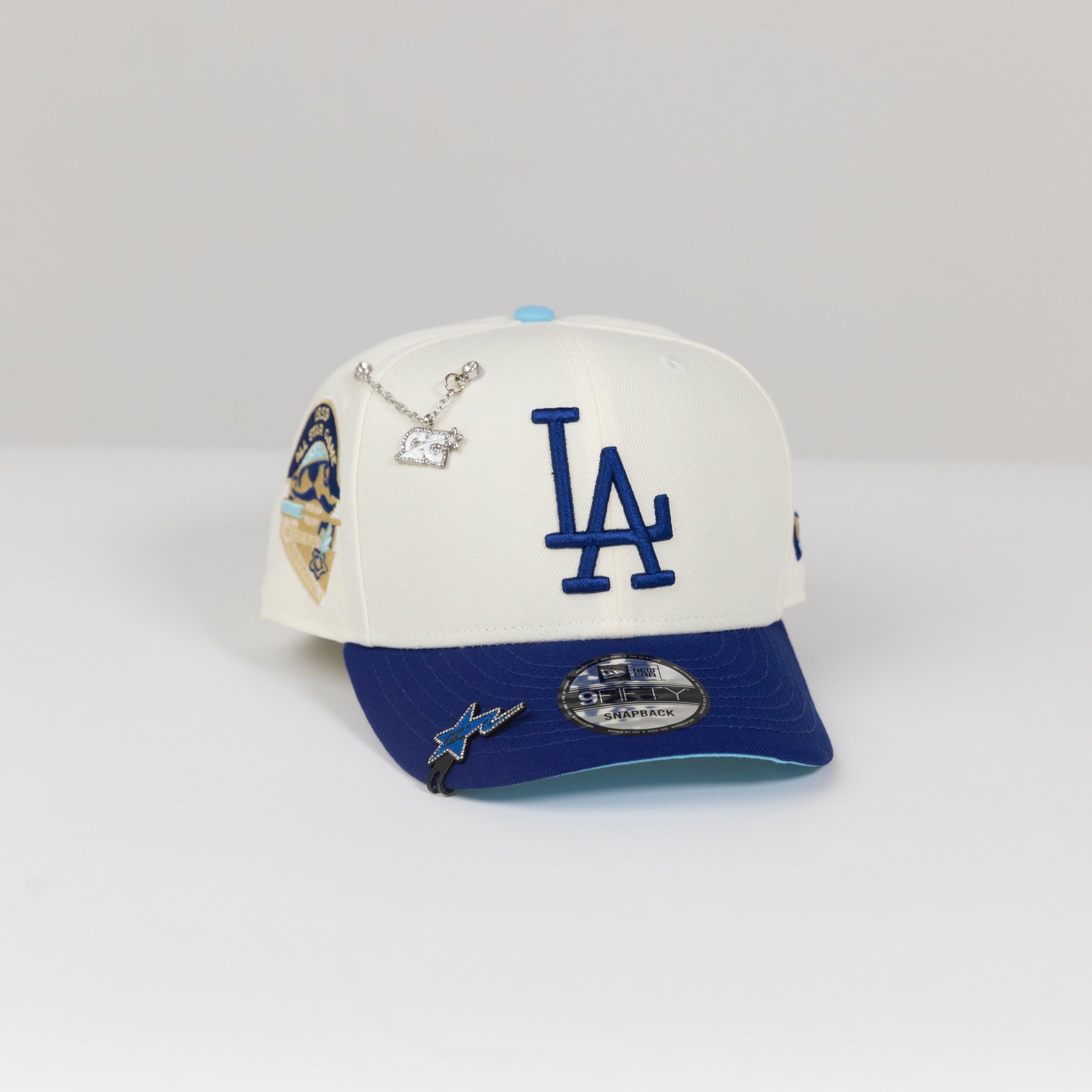 SNAPBACK 9FIFTY CAQUI/AZUL EXCLUSIVO DE NEW ERA LOS ANGELES DODGERS CON PARCHE LATERAL DE LA 75.ª SERIE MUNDIAL 