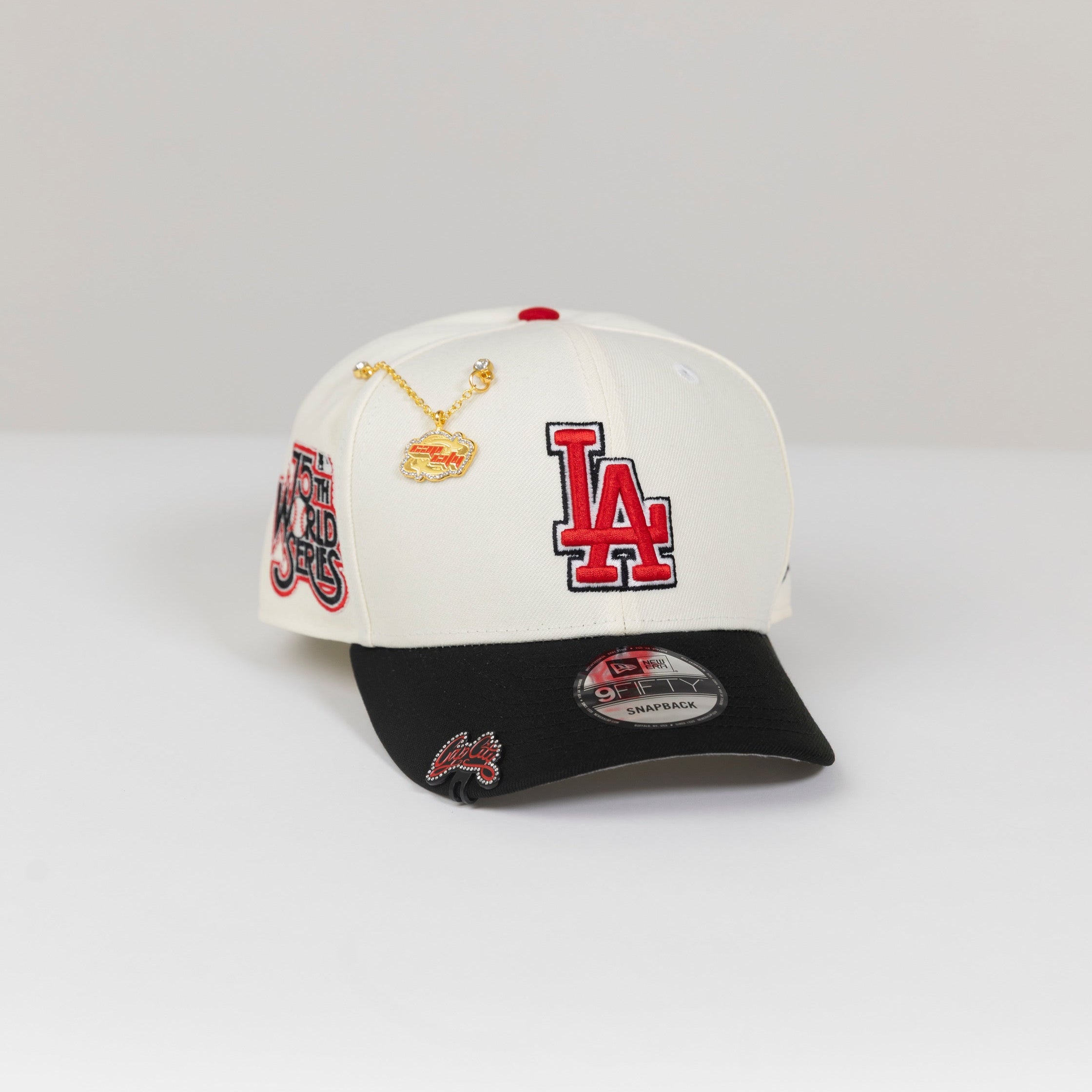 NEW ERA EXCLUSIVE 9FIFTY CHROME/ BLACK LOS ANGELES DODGERS SNAPBACK W/ 75TH WORLD SERIES SIDE PATCH