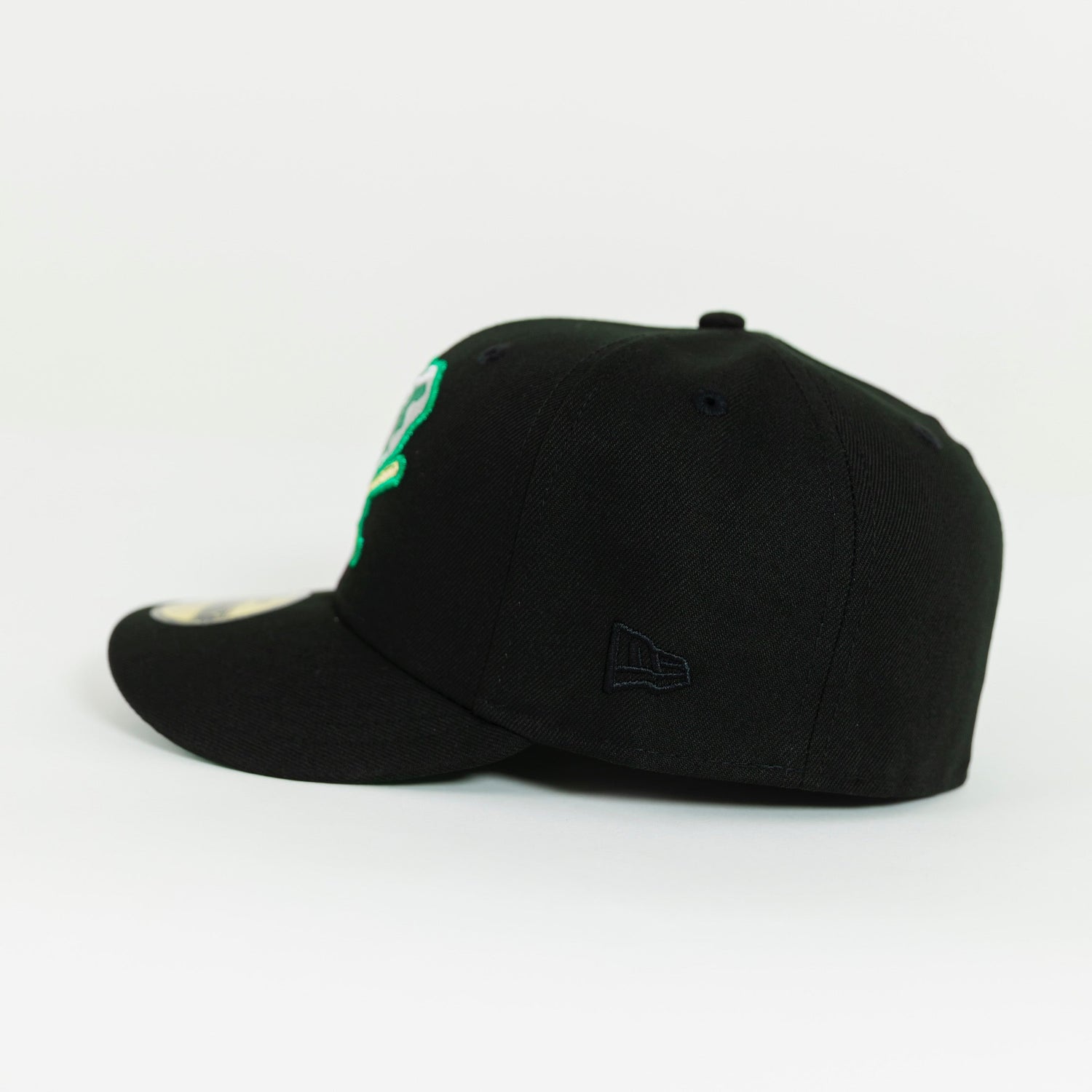 NEW ERA EXCLUSIVE 59FIFTY BLACK OAKLAND ATHLETICS W/ 50TH ANNIVERSARY SIDE PATCH