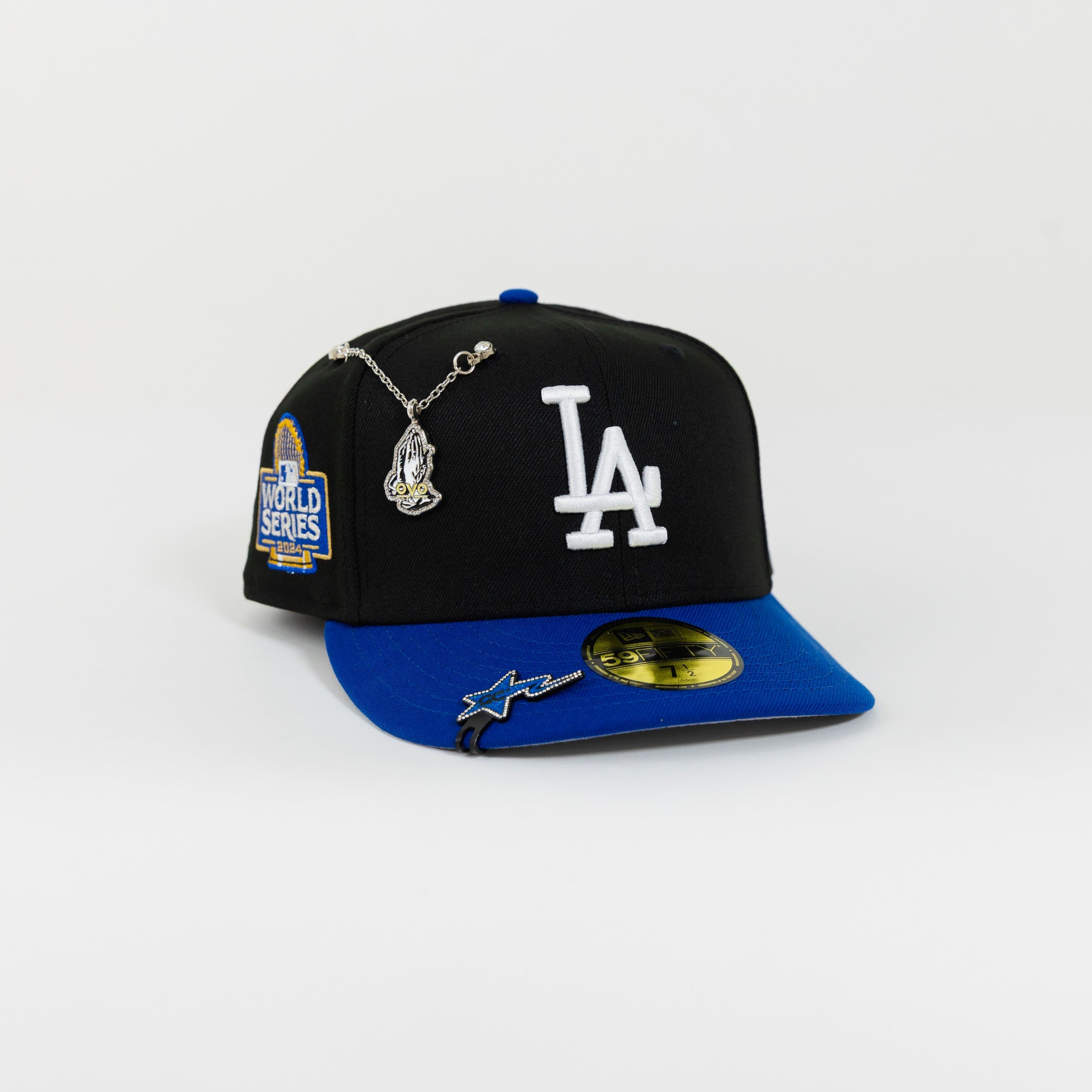 NEW ERA 59FIFTY BLACK/ BLUE LOS ANGELES DODGERS W/ 2024 WORLD SERIES SIDE PATCH