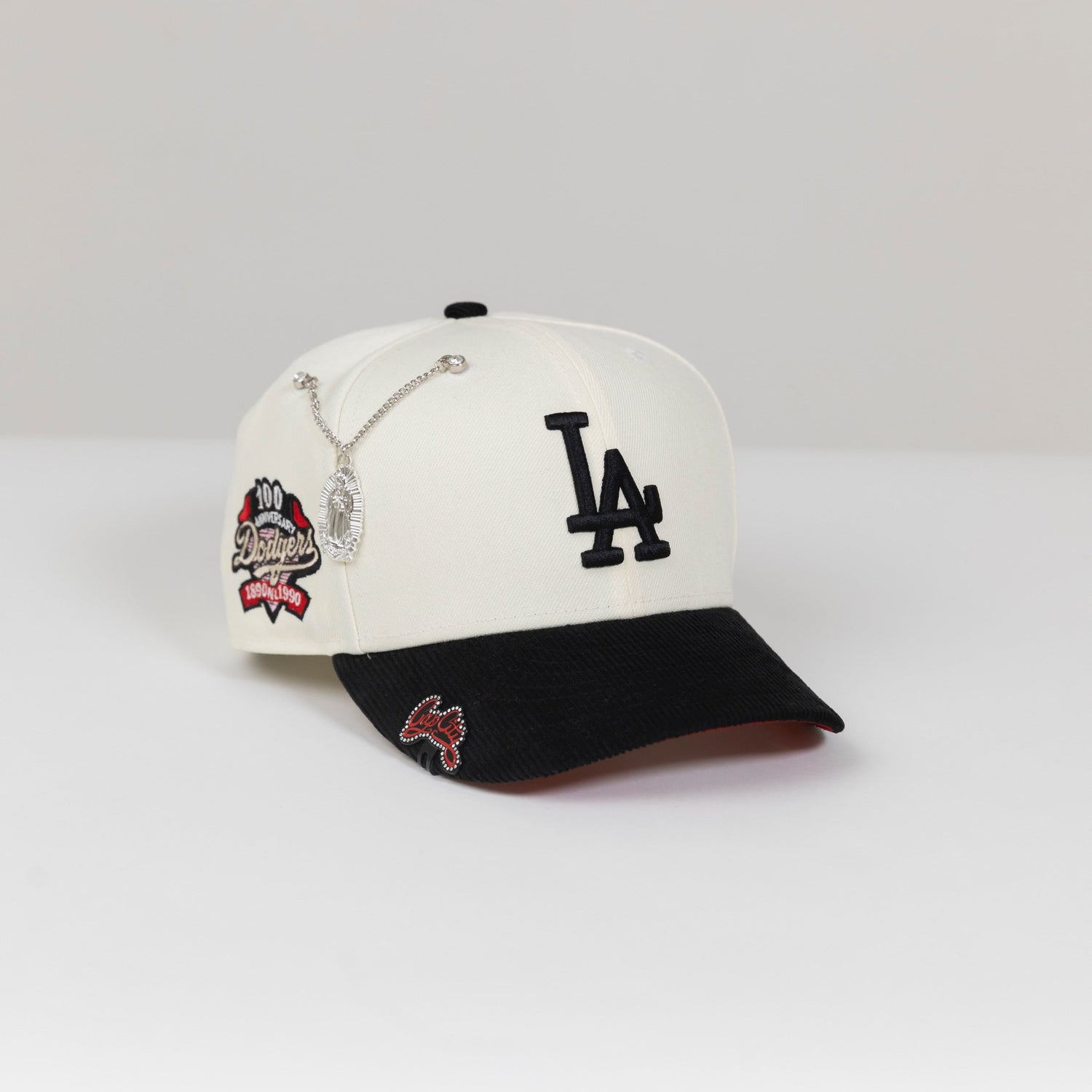 NEW ERA EXCLUSIVE 9FIFTY CHROME/ CORDUROY LOS ANGELES DODGERS SNAPBACK W/ 100TH ANNIVERSARY SIDE PATCH