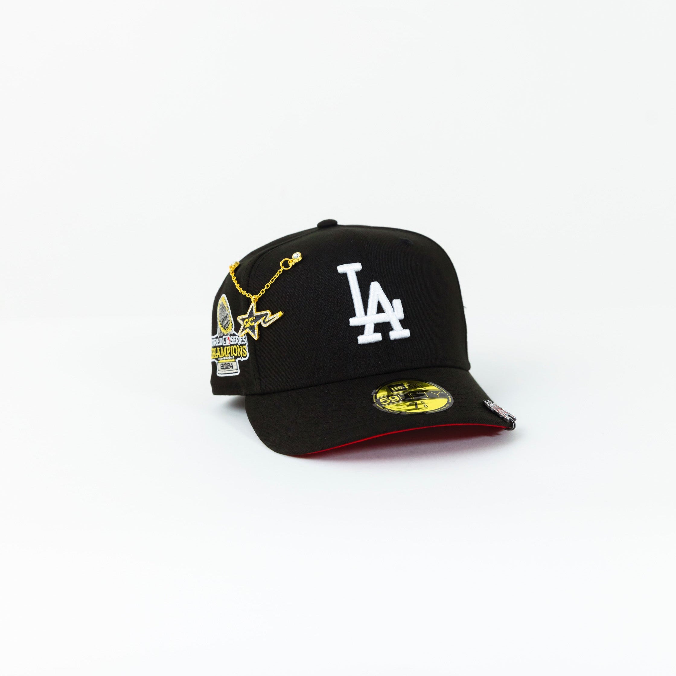 NEW ERA 59FIFTY BLACK LOS ANGELES DODGERS W/ 2024 WORLD SERIES CHAMPIONS SIDE PATCH