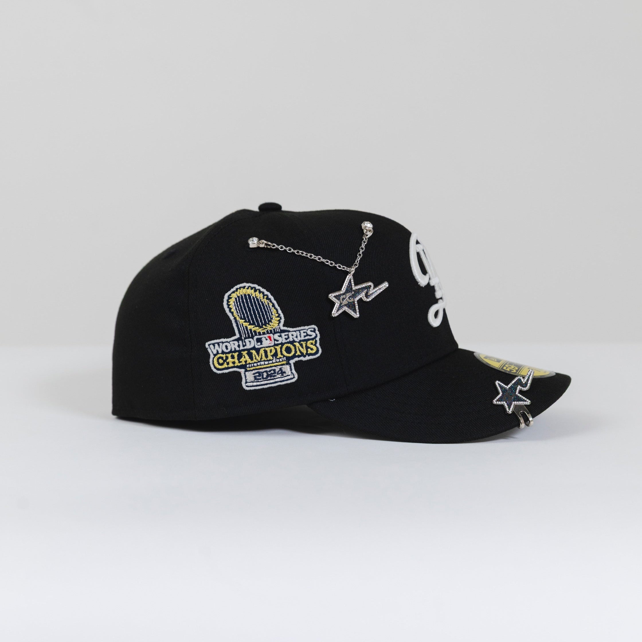 NEW ERA 59FIFTY BLACK LOS ANGELES DODGERS W/ "CITY CONNECT LOGO" + 2024 WORLD SERIES CHAMPIONS SIDE PATCH