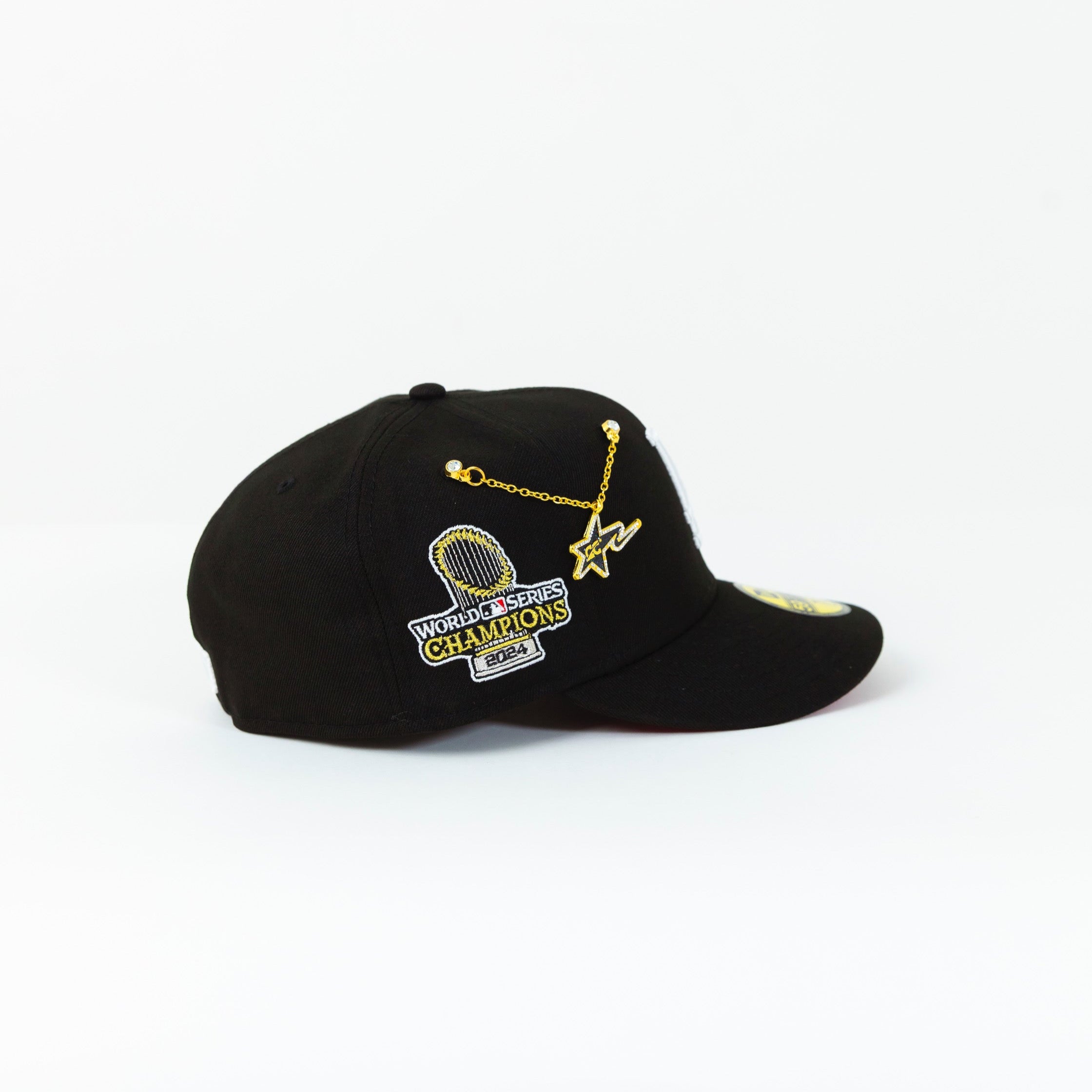 NEW ERA 59FIFTY BLACK LOS ANGELES DODGERS W/ 2024 WORLD SERIES CHAMPIONS SIDE PATCH