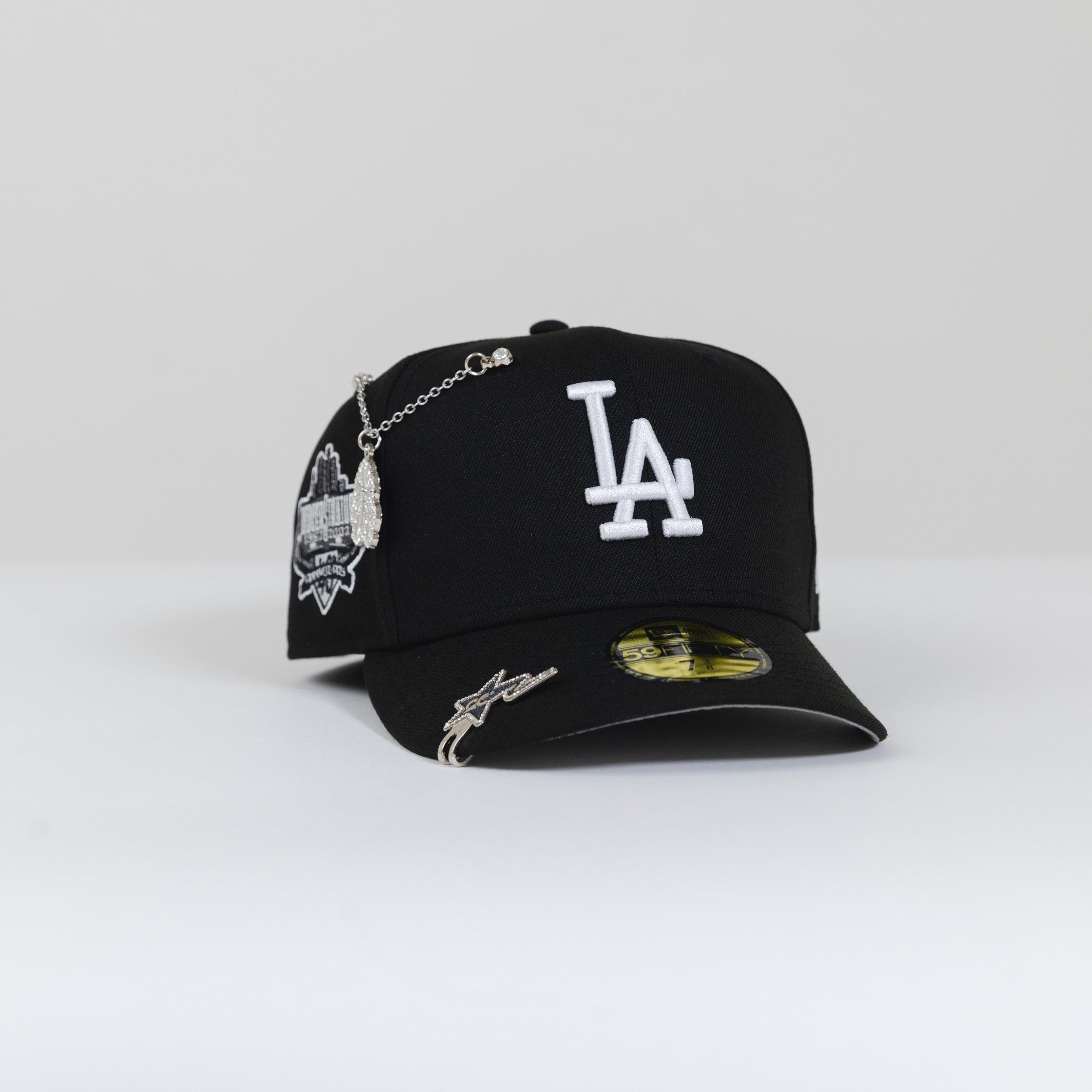 NEW ERA 59FIFTY BLACK LOS ANGELES DODGERS W/ 40TH ANNIVERSARY SIDE PATCH