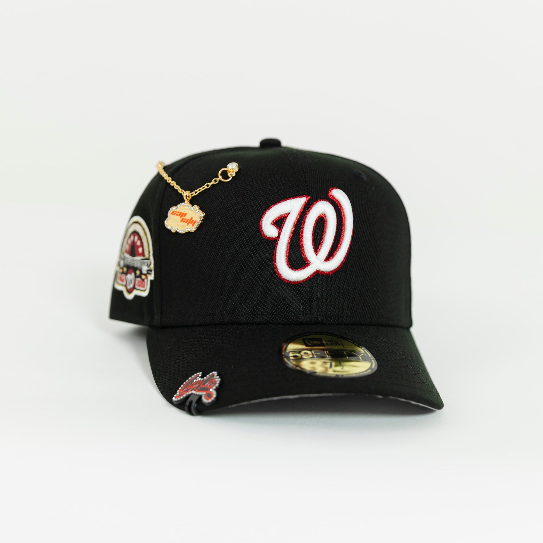 NEW ERA EXCLUSIVE 59FIFTY BLACK WASHINGTON NATIONALS W/ 45TH ANNIVERSARY SIDE PATCH