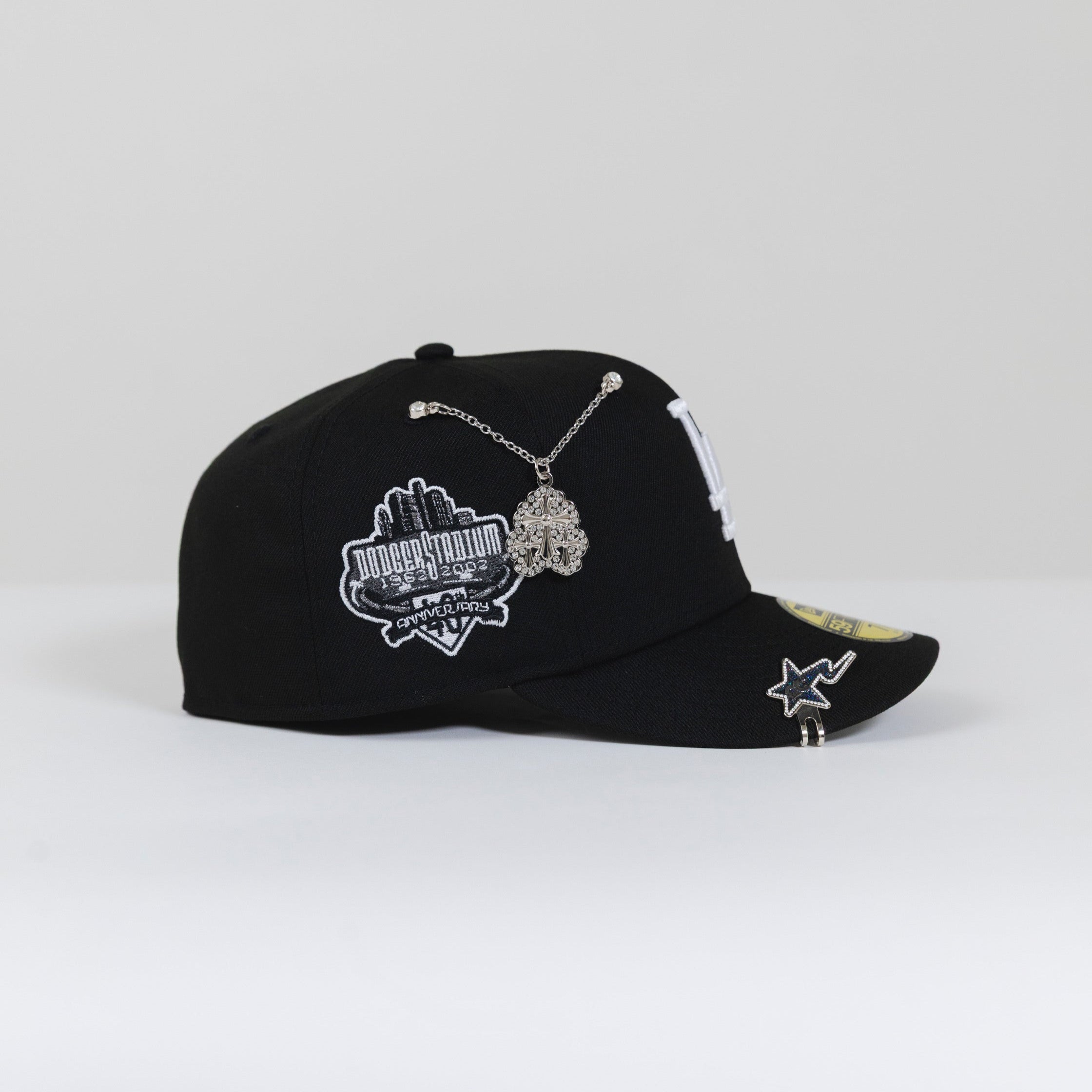 NEW ERA 59FIFTY BLACK LOS ANGELES DODGERS W/ 40TH ANNIVERSARY SIDE PATCH