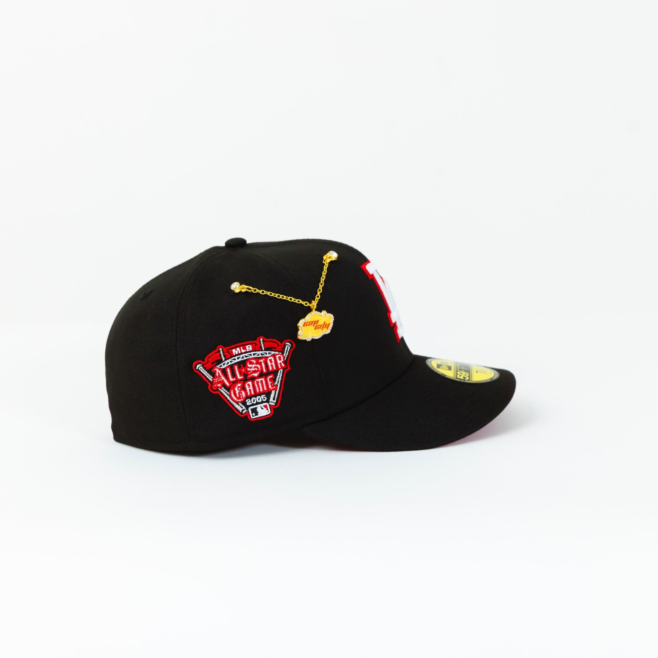 NEW ERA 59FIFTY BLACK LOS ANGELES DODGERS W/ RED OUTLINE + 2005 ALL STAR GAME SIDE PATCH