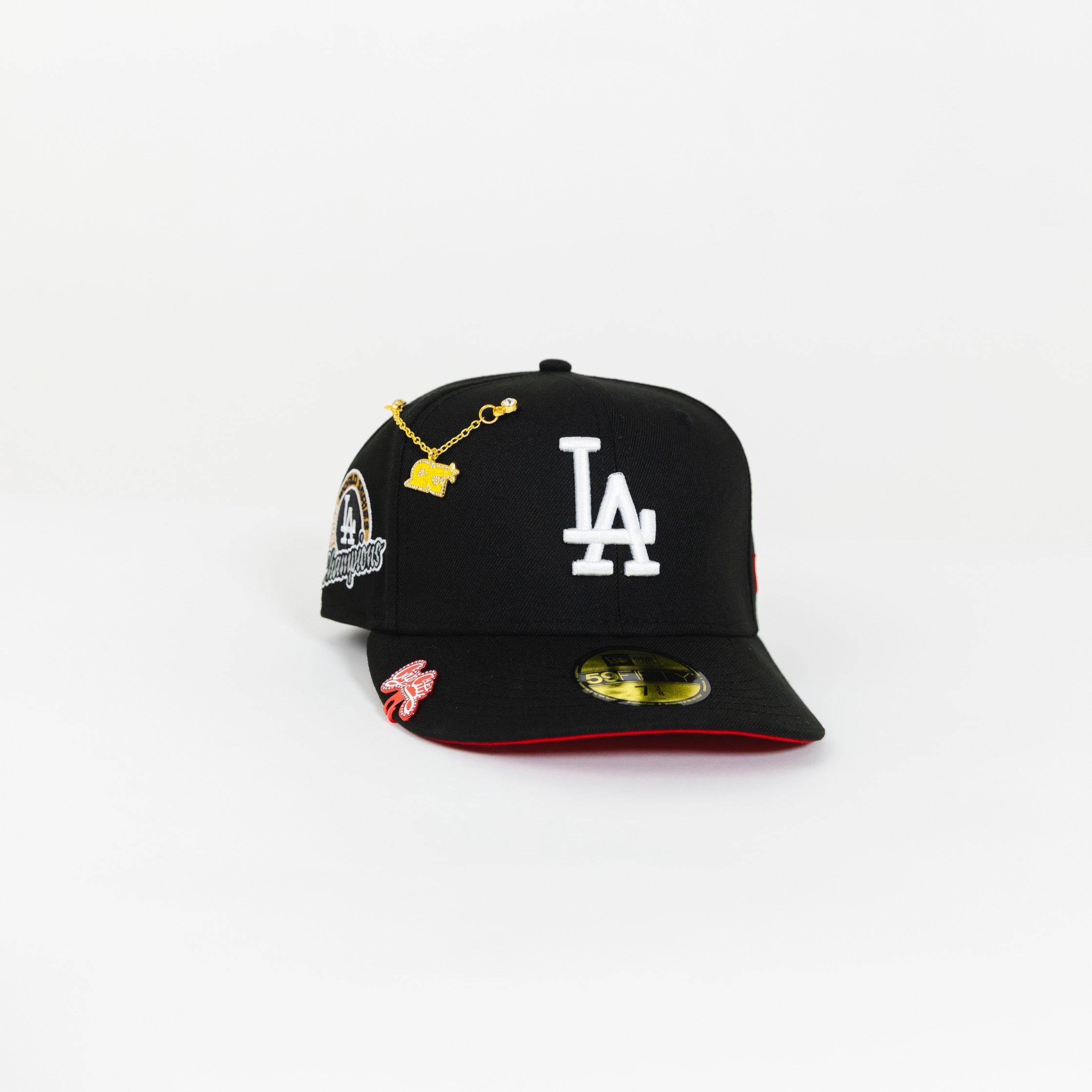 NEW ERA 59FIFTY BLACK LOS ANGELES DODGERS W/ WORLD SERIES CHAMPIONS SIDE PATCH