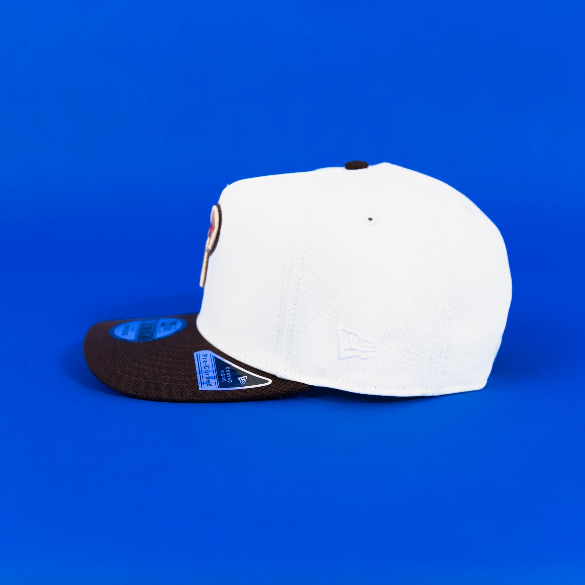 NEW ERA EXCLUSIVE 9FIFTY A-FRAME CHROME/ BROWN PHILADELPHIA PHILLIES SNAPBACK W/ 1996 ALL STAR GAME PATCH