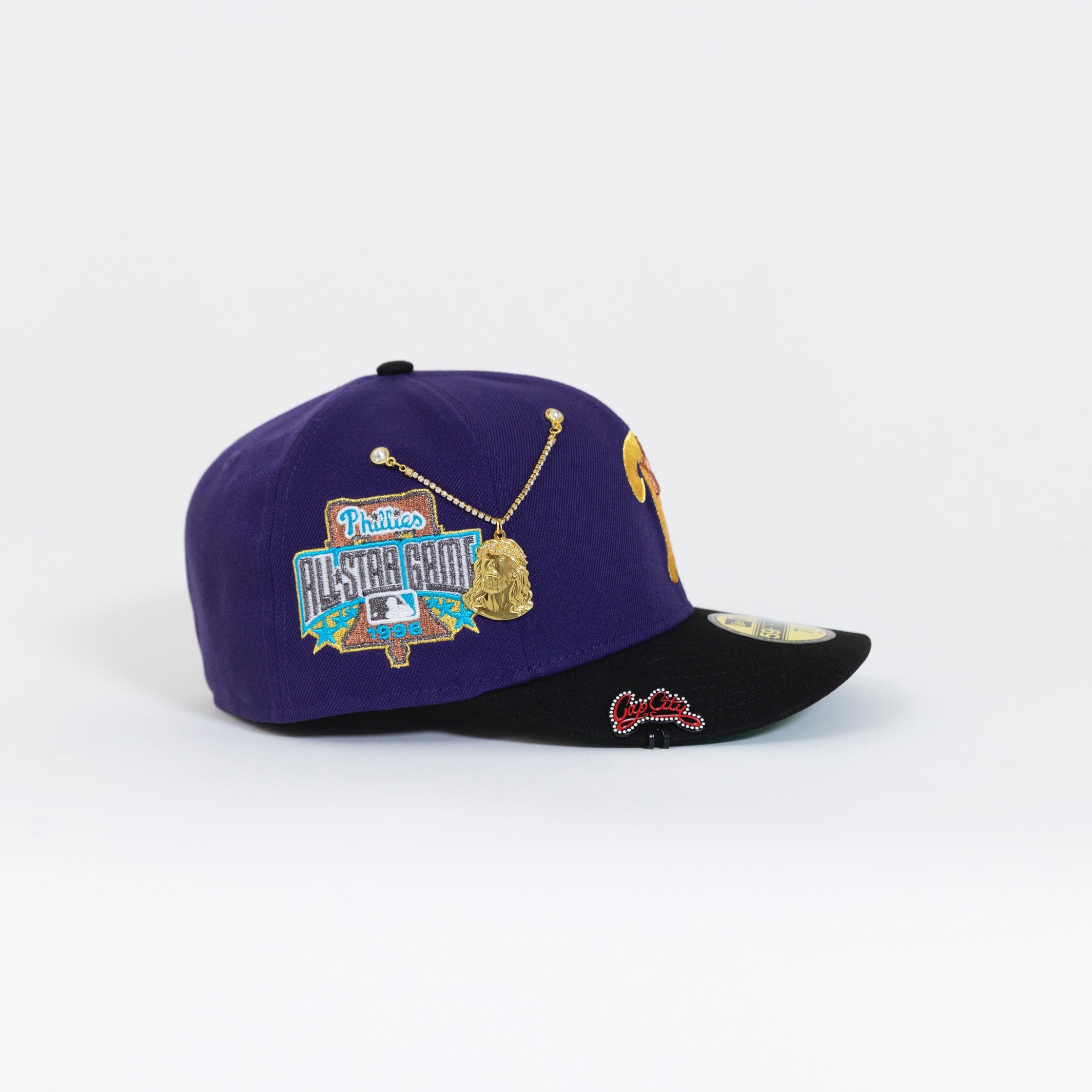 NEW ERA EXCLUSIVE 59FIFTY PURPLE/ BLACK PHILADELPHIA PHILLIES W/ 1996 ALL STAR GAME PATCH