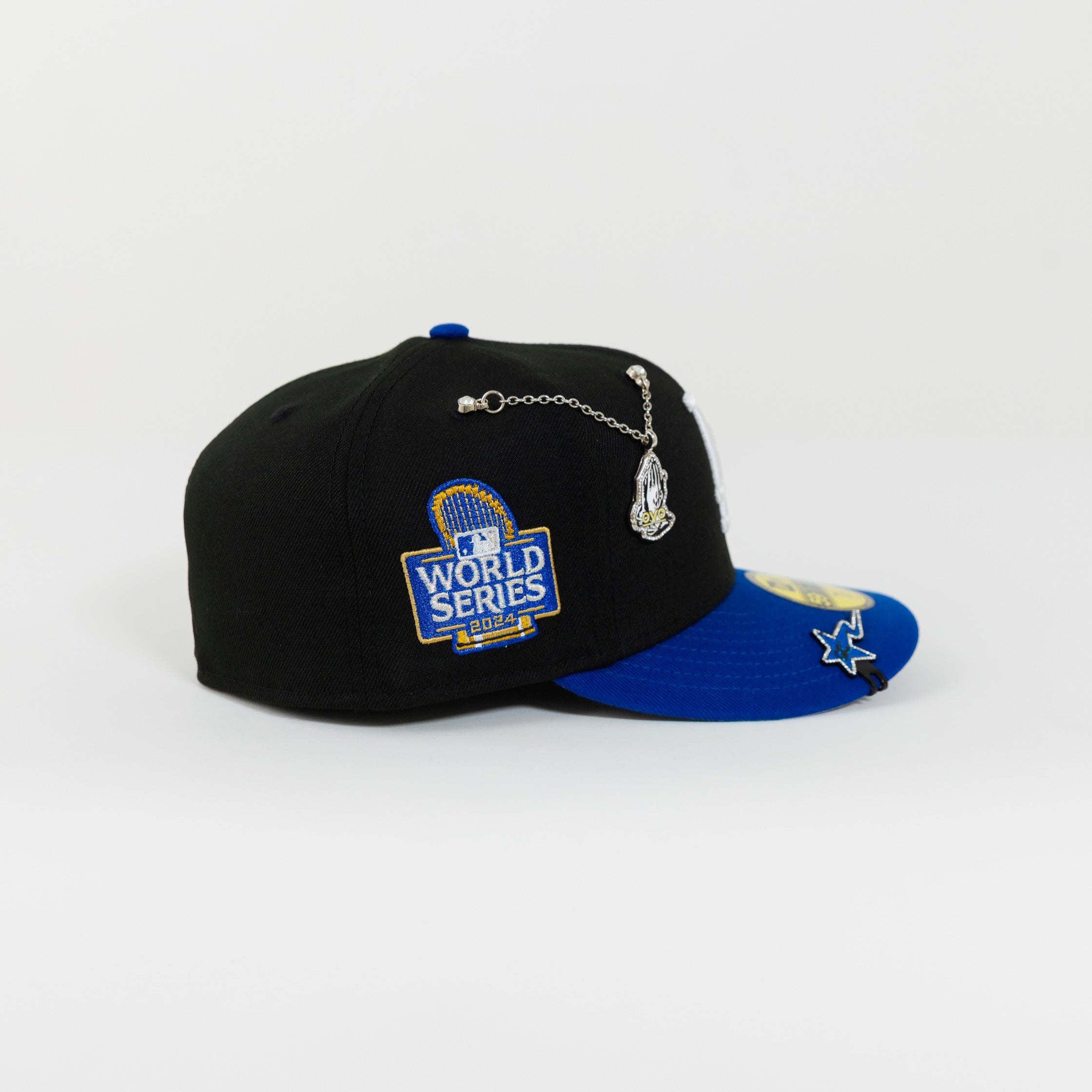 NEW ERA 59FIFTY BLACK/ BLUE LOS ANGELES DODGERS W/ 2024 WORLD SERIES SIDE PATCH