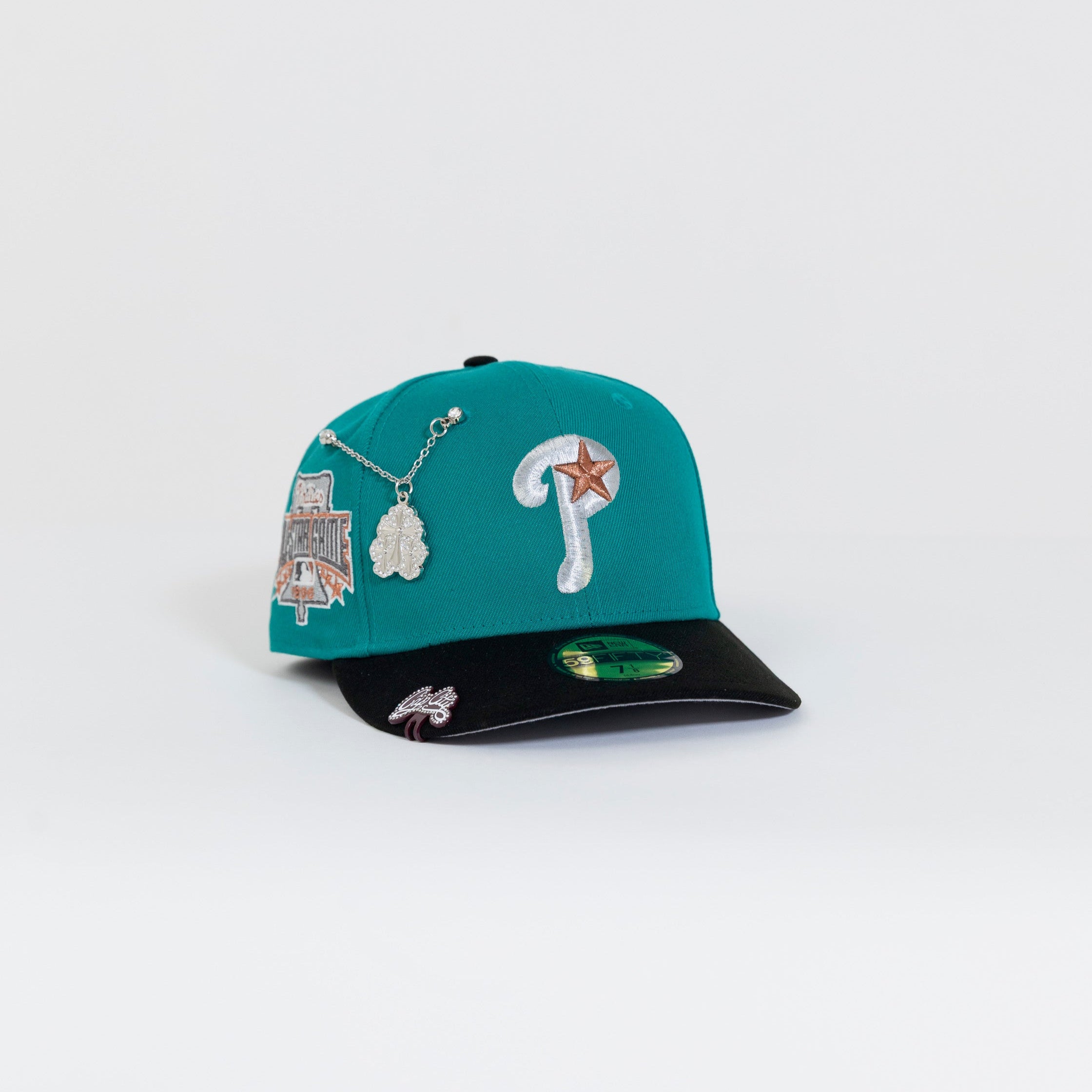 NEW ERA EXCLUSIVE 59FIFTY TEAL/ BLACK PHILADELPHIA PHILLIES W/ 1996 ALL STAR GAME PATCH