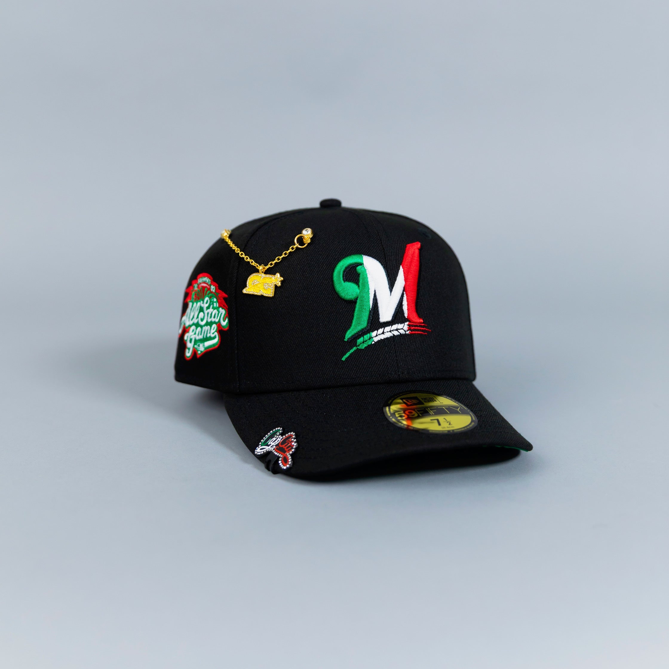 NEW ERA EXCLUSIVE 59FIFTY BLACK MILWAUKEE BREWERS W/ ALL STAR GAME SIDE PATCH