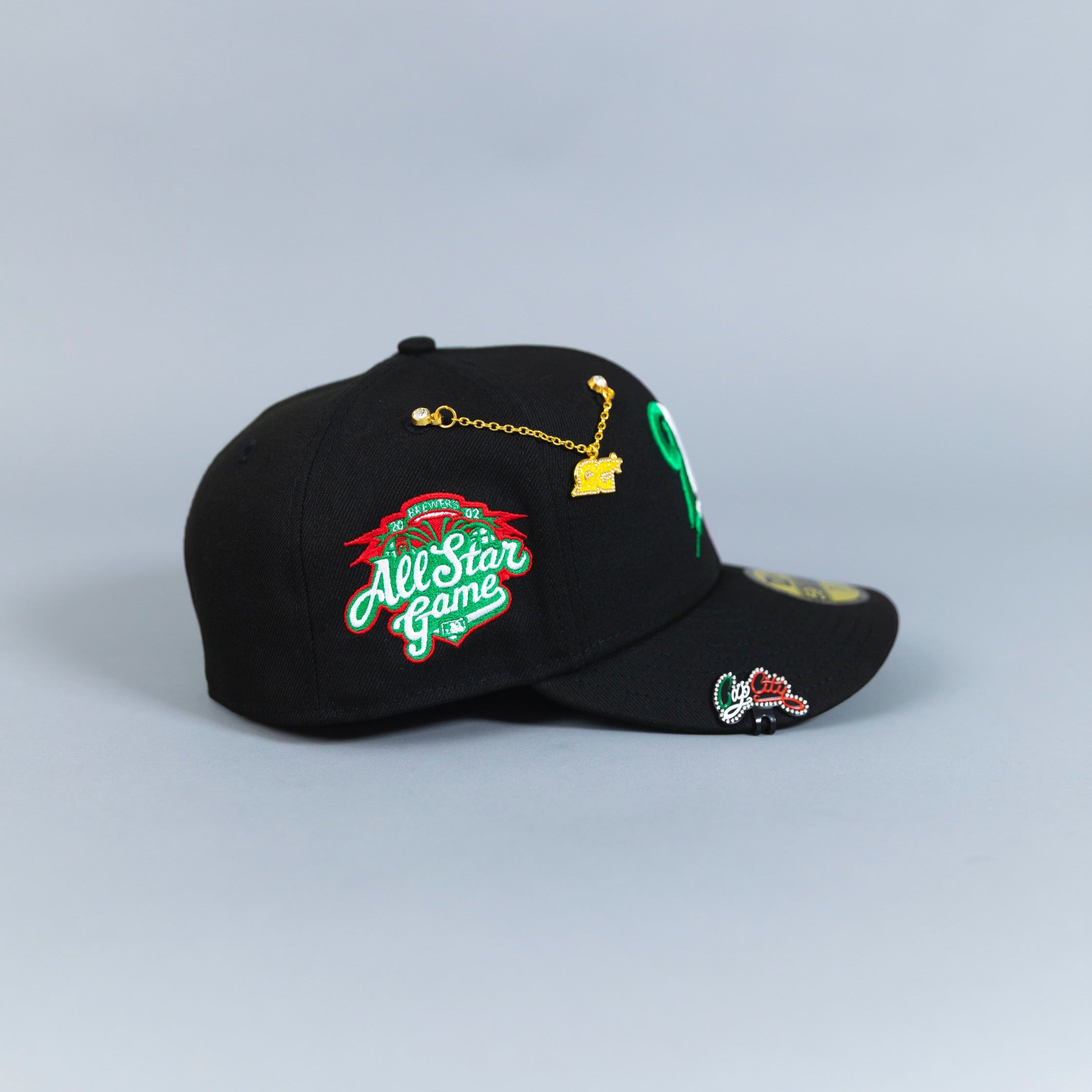 NEW ERA EXCLUSIVE 59FIFTY BLACK MILWAUKEE BREWERS W/ ALL STAR GAME SIDE PATCH