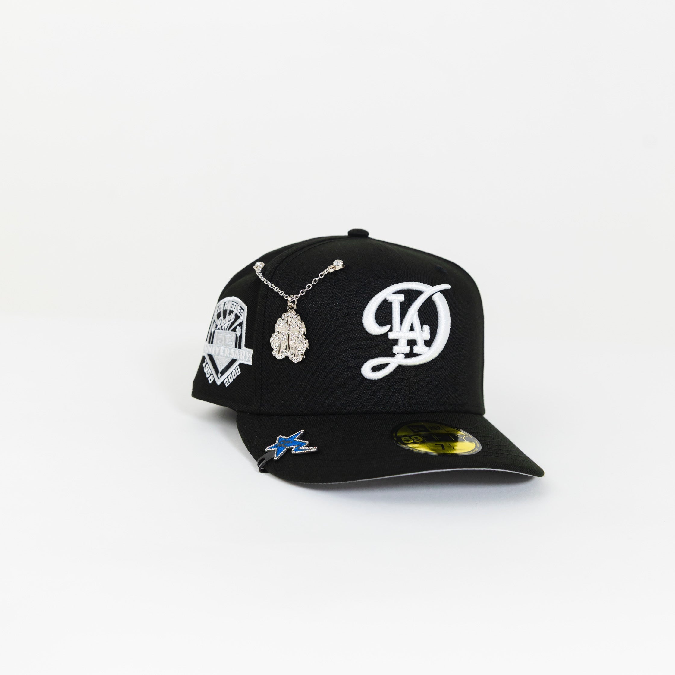 NEW ERA 59FIFTY BLACK LOS ANGELES DODGERS W/ "CITY CONNECT LOGO" + 50TH ANNIVERSARY SIDE PATCH