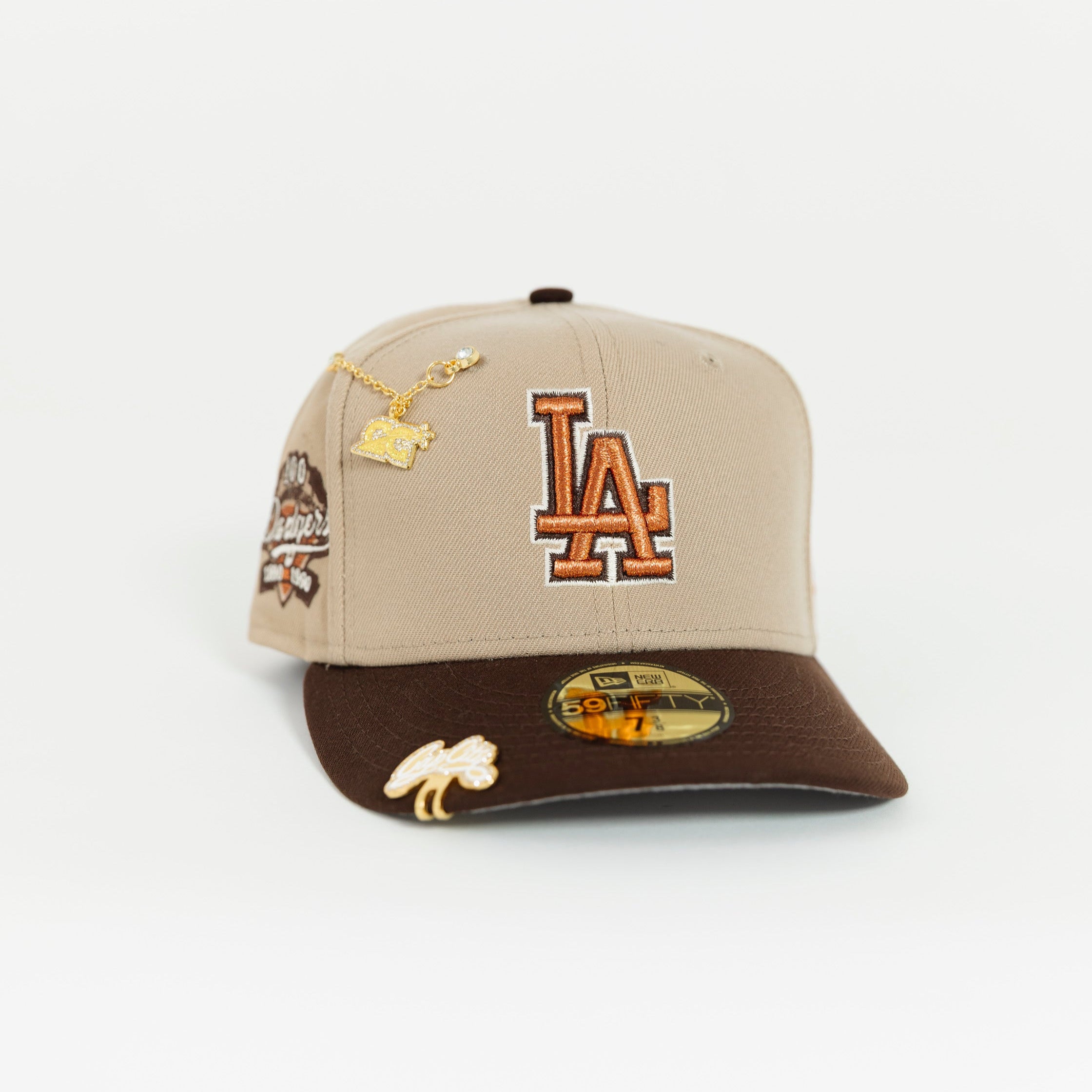 NEW ERA EXCLUSIVE 59FIFTY KHAKI/ BROWN LOS ANGELES DODGERS W/ 100TH ANNIVERSARY SIDE PATCH