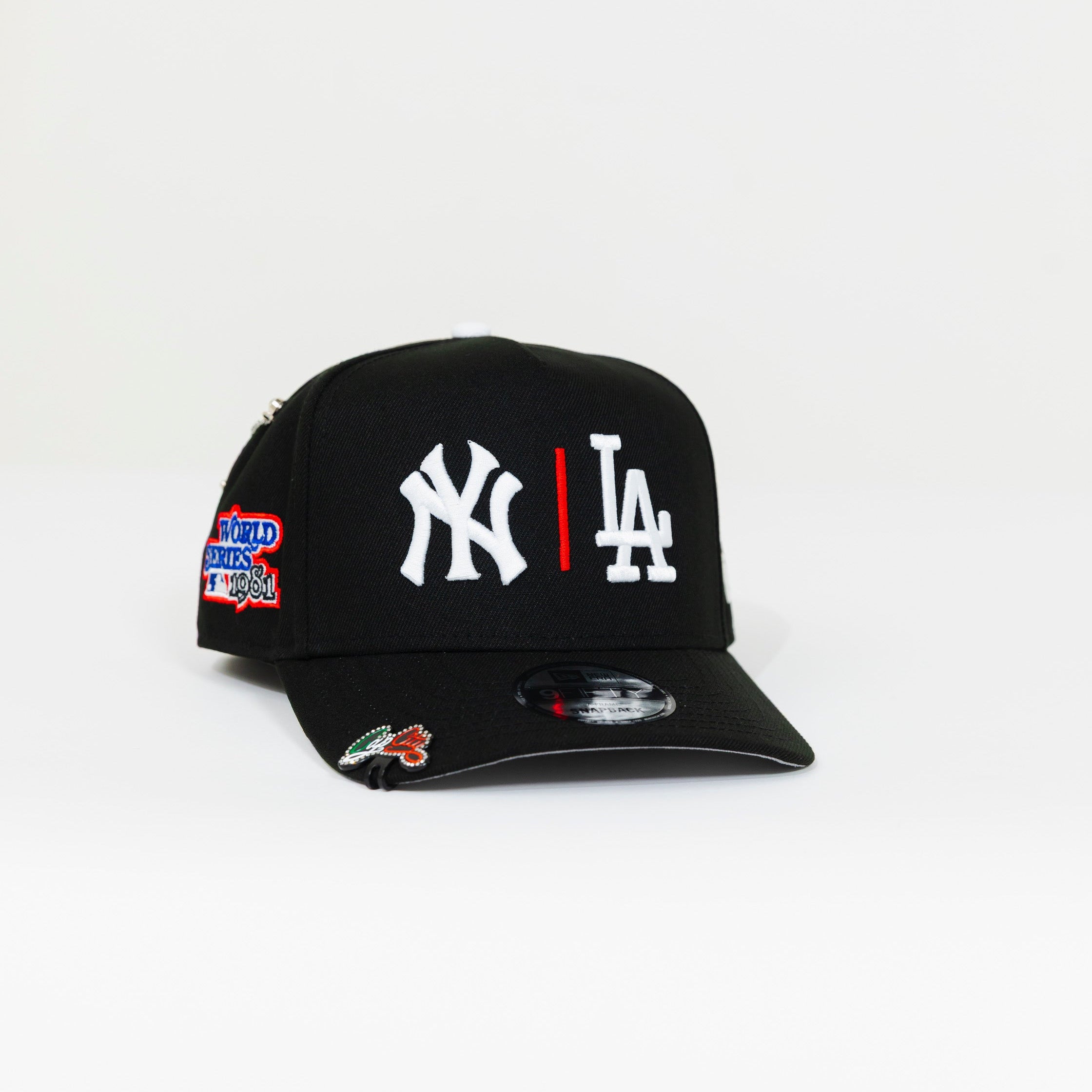 NEW ERA EXCLUSIVE 9FIFTY A-FRAME BLACK NEW YORK YANKEES X LOS ANGELES DODGERS W/ 1981 WORLD SERIES SIDE PATCH