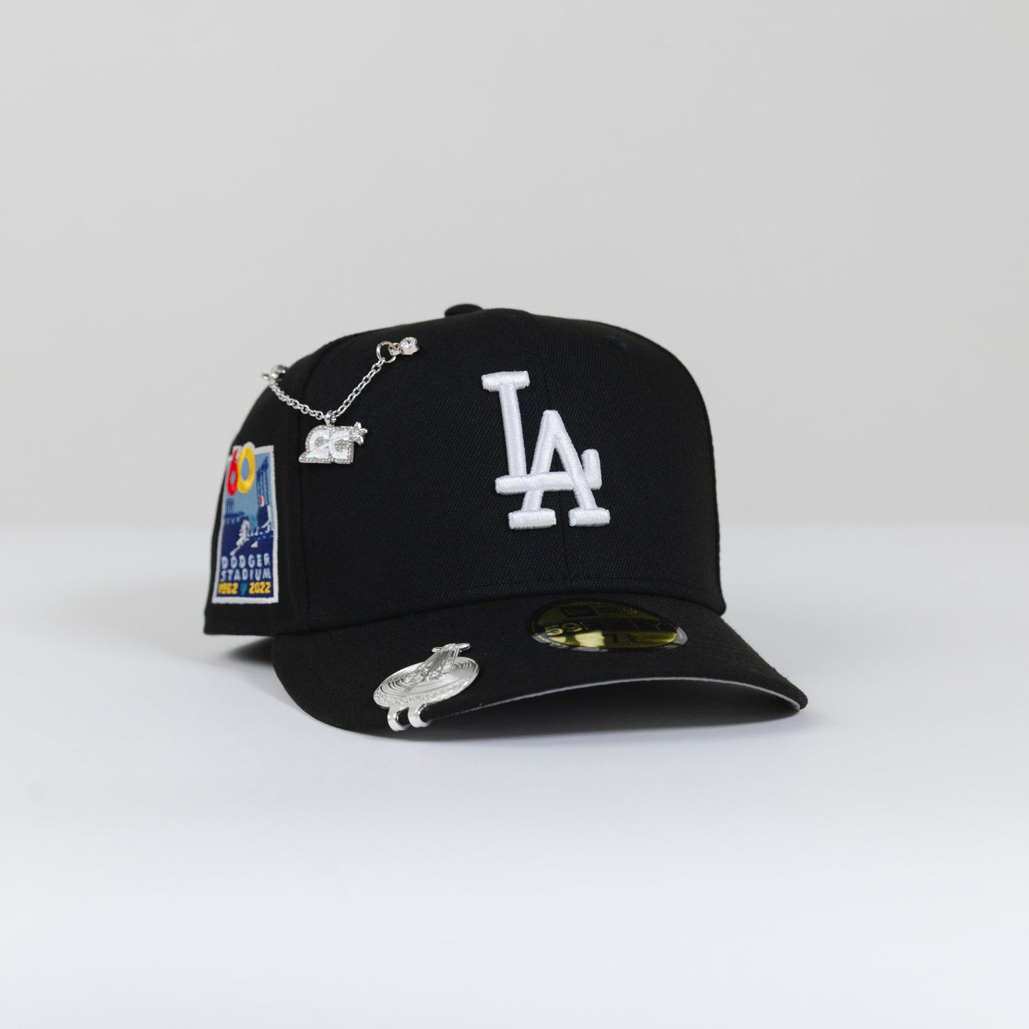 NEW ERA 59FIFTY BLACK LOS ANGELES DODGERS W/ 60TH ANNIVERSARY SIDE PATCH