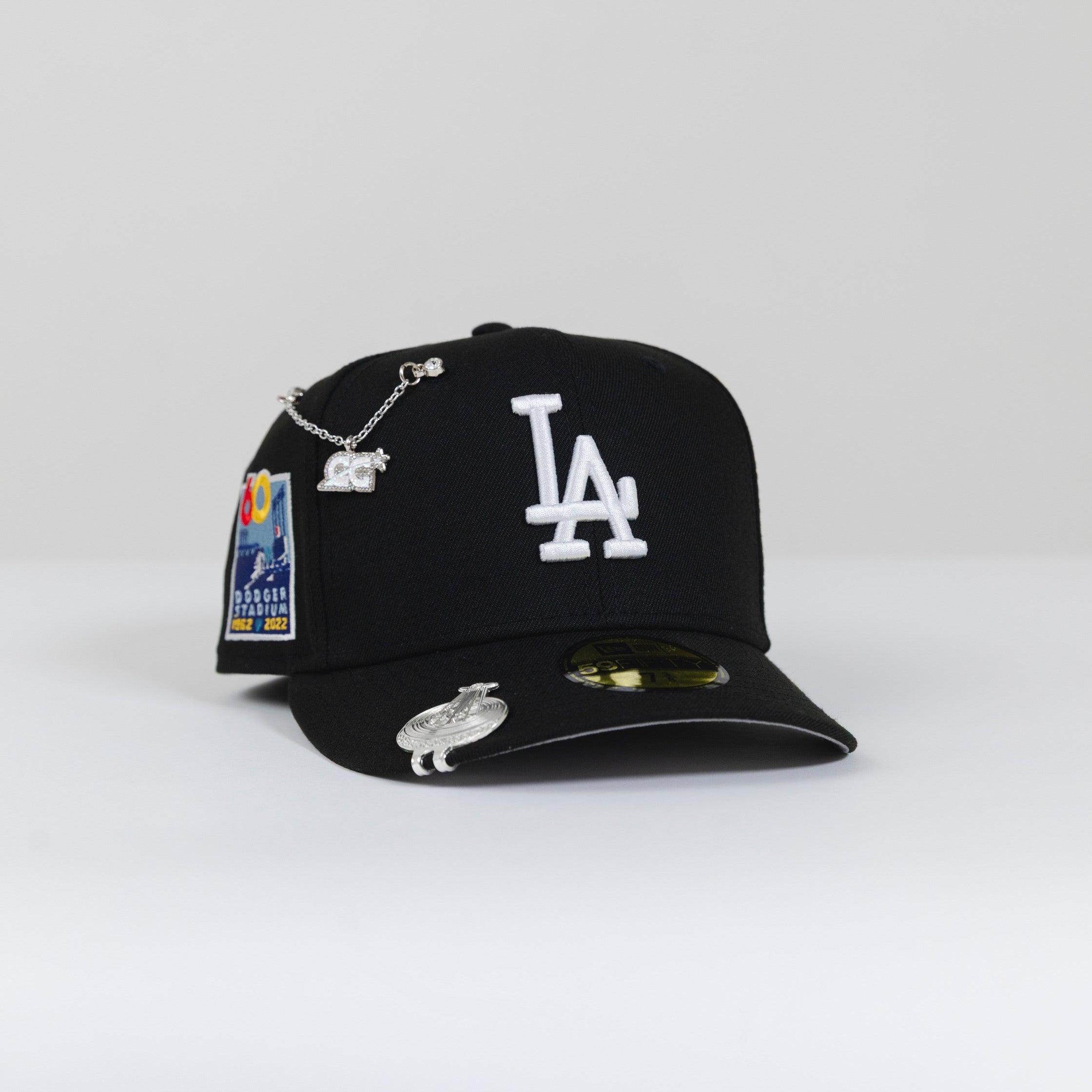 NEW ERA 59FIFTY BLACK LOS ANGELES DODGERS W/ 60TH ANNIVERSARY SIDE PATCH
