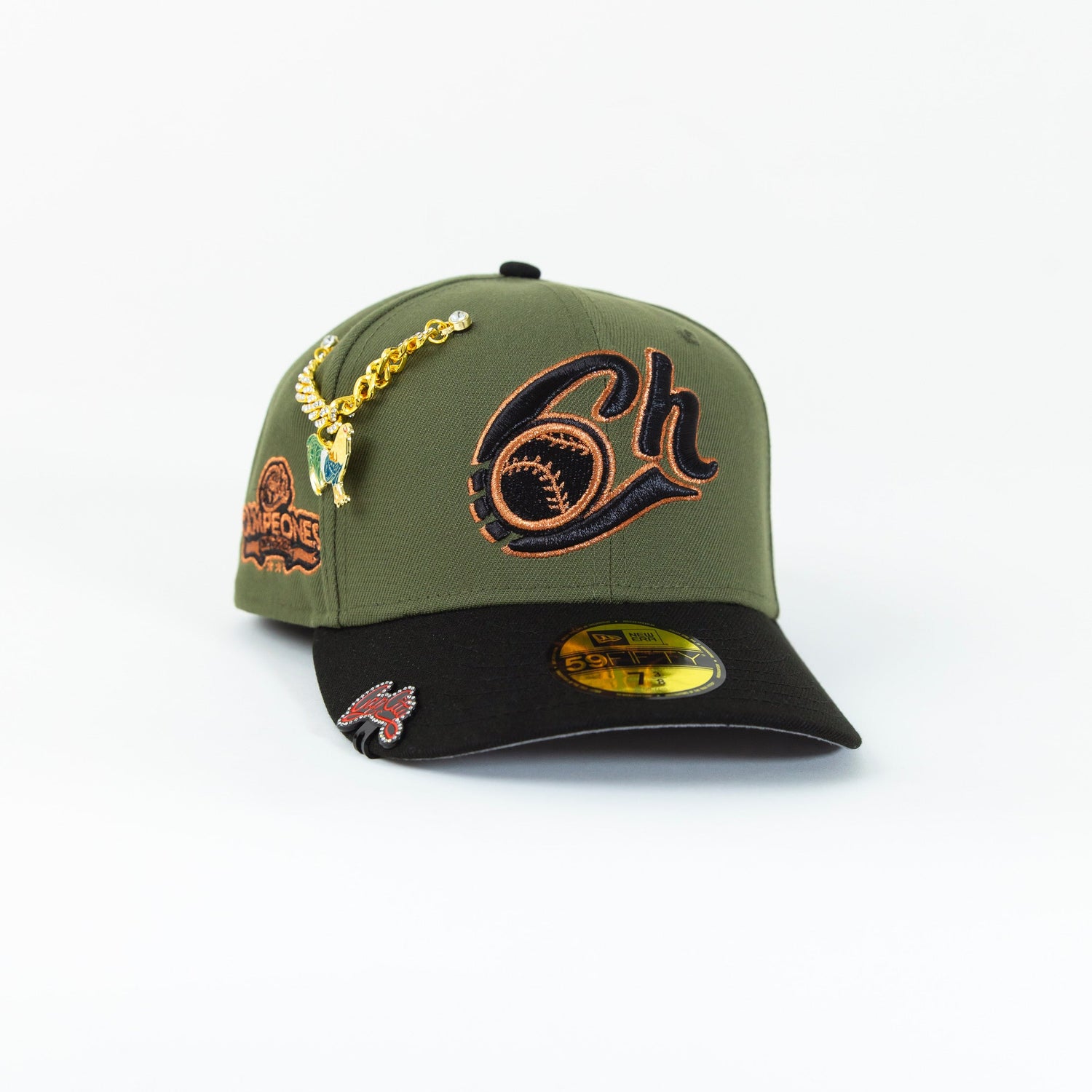 NEW ERA EXCLUSIVE 59FIFTY DARK OLIVE/ BLACK CHARROS DE JALISCO W/ CAMPEONES SIDE PATCH
