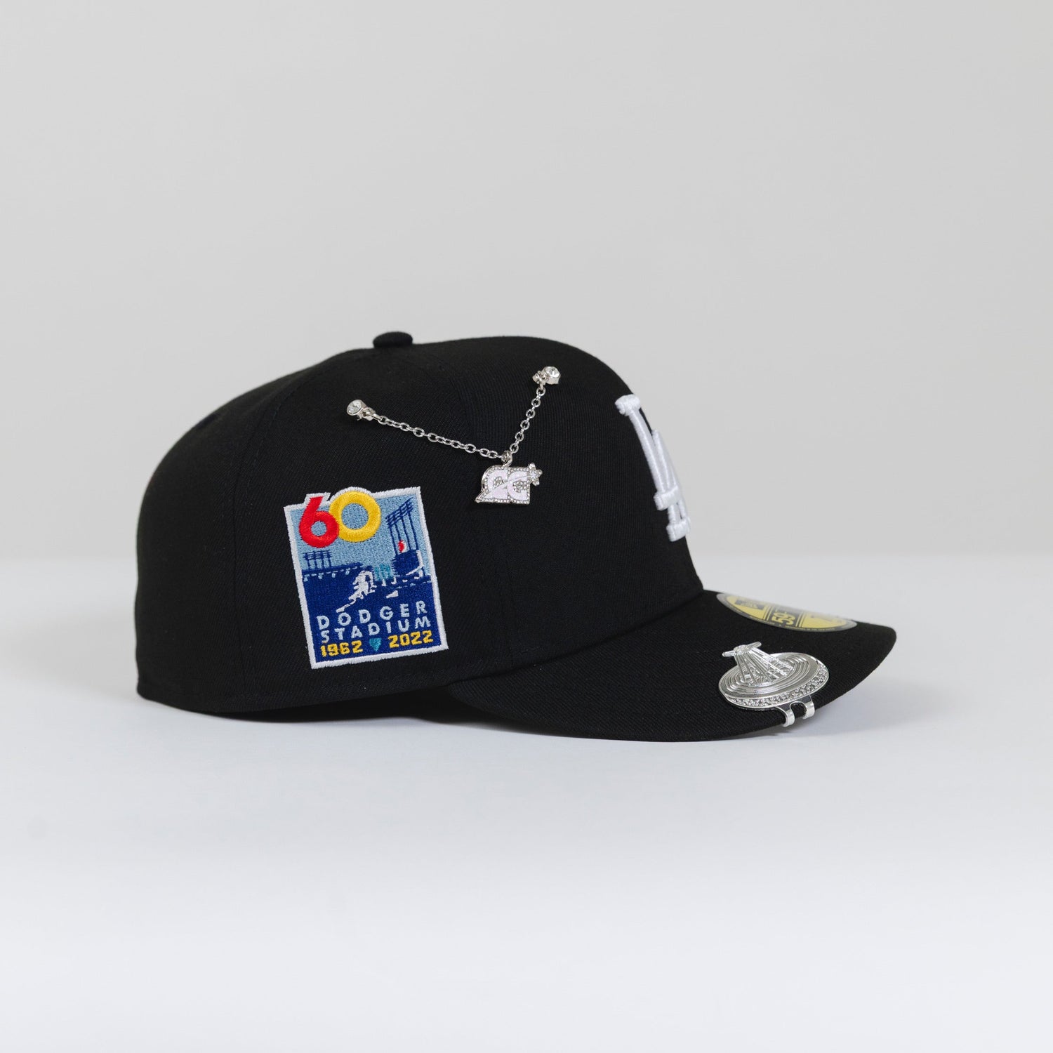 NEW ERA 59FIFTY BLACK LOS ANGELES DODGERS W/ 60TH ANNIVERSARY SIDE PATCH