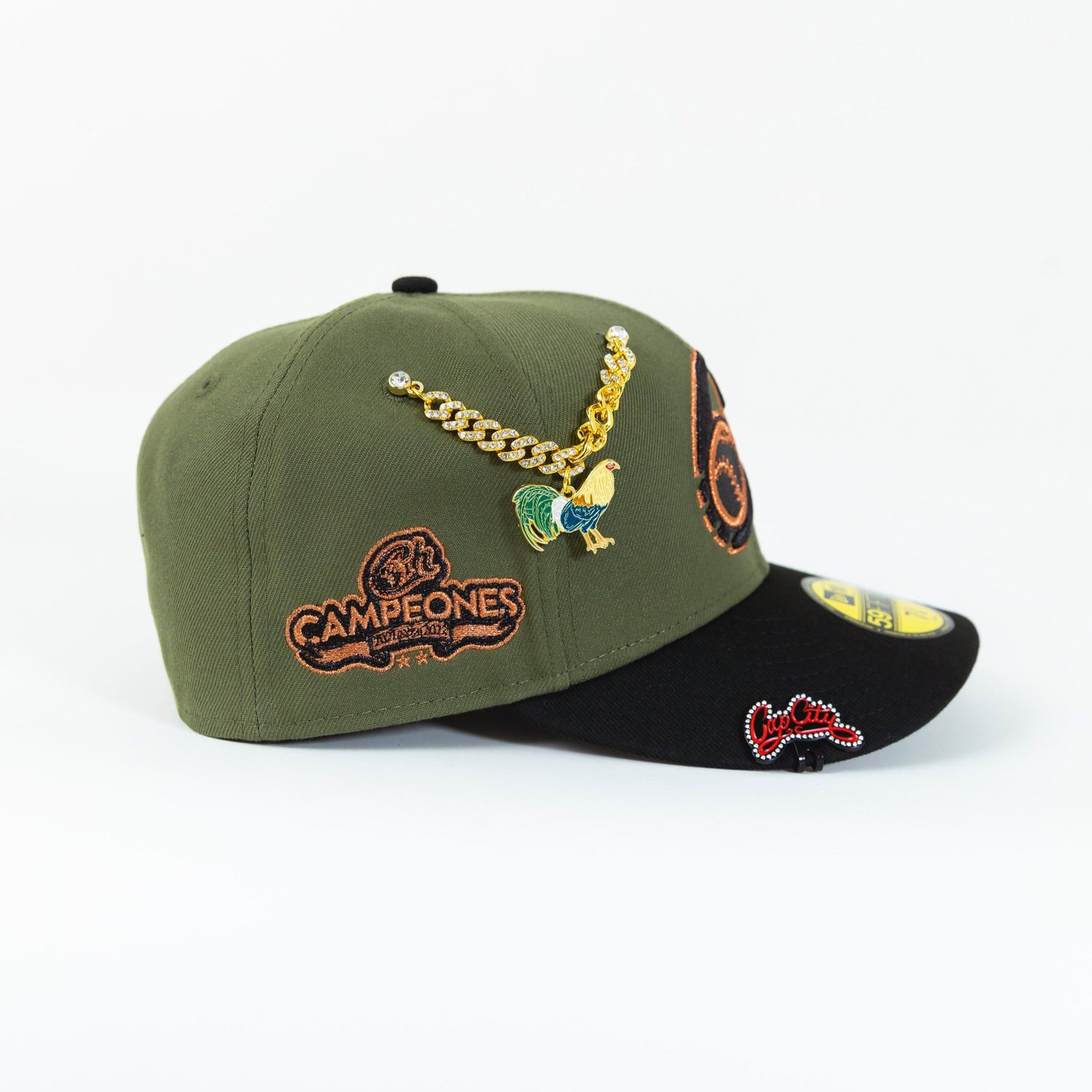 NEW ERA EXCLUSIVE 59FIFTY DARK OLIVE/ BLACK CHARROS DE JALISCO W/ CAMPEONES SIDE PATCH