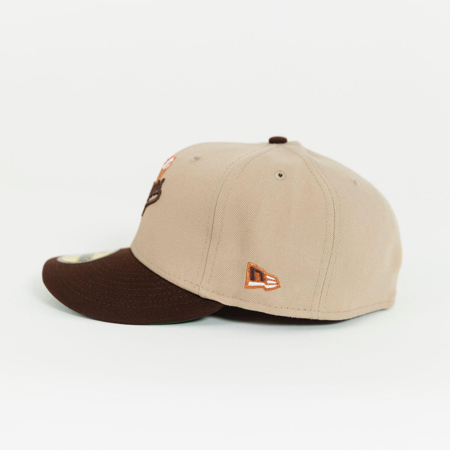 NEW ERA EXCLUSIVE 59FIFTY KHAKI/ BROWN LOS ANGELES DODGERS SCRIPT W/ 100TH ANNIVERSARY SIDE PATCH