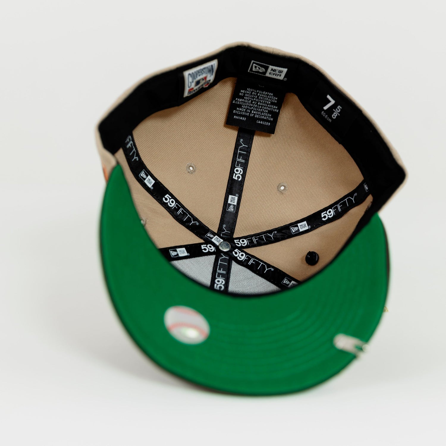 NEW ERA EXCLUSIVE 59FIFTY KHAKI/ BROWN LOS ANGELES DODGERS SCRIPT W/ 100TH ANNIVERSARY SIDE PATCH