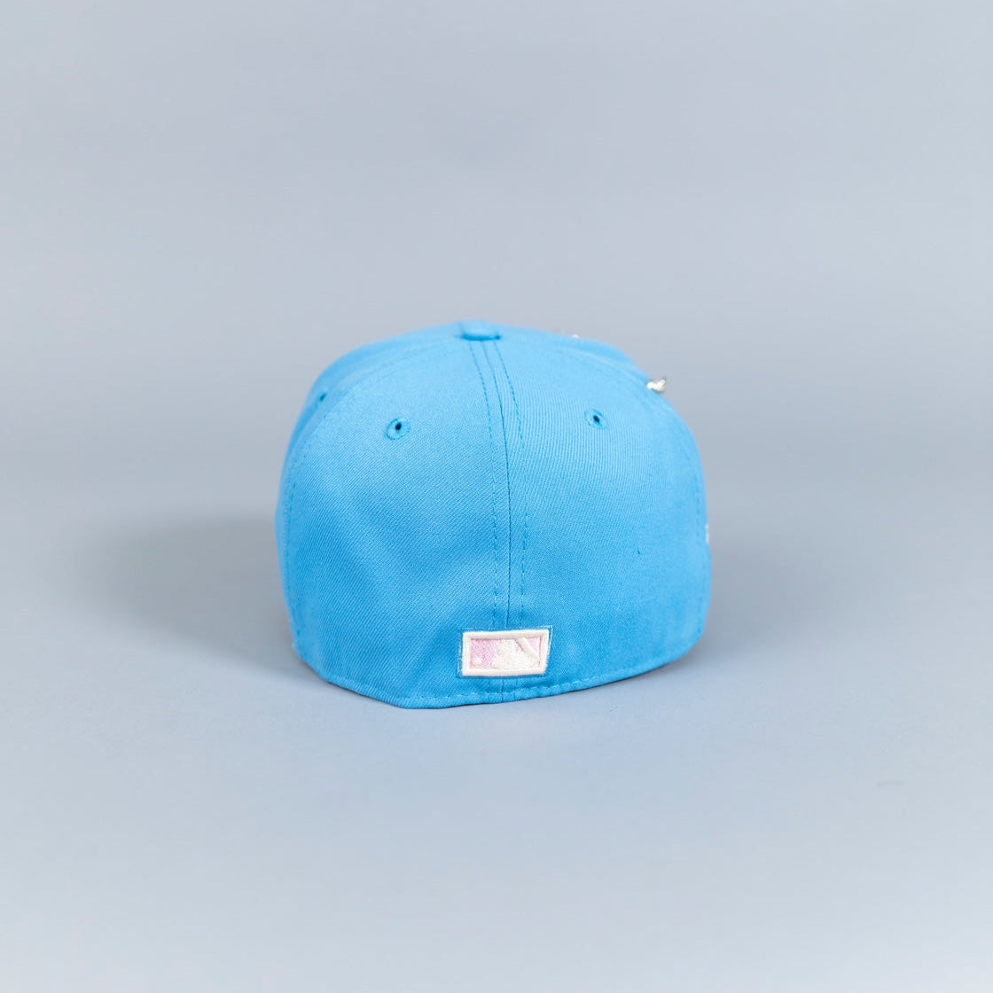 NEW ERA EXCLUSIVE 59FIFTY ICY BLUE LOS ANGELES DODGERS W/ PINK ROSE + 50TH ANNIVERSARY SIDE PATCH
