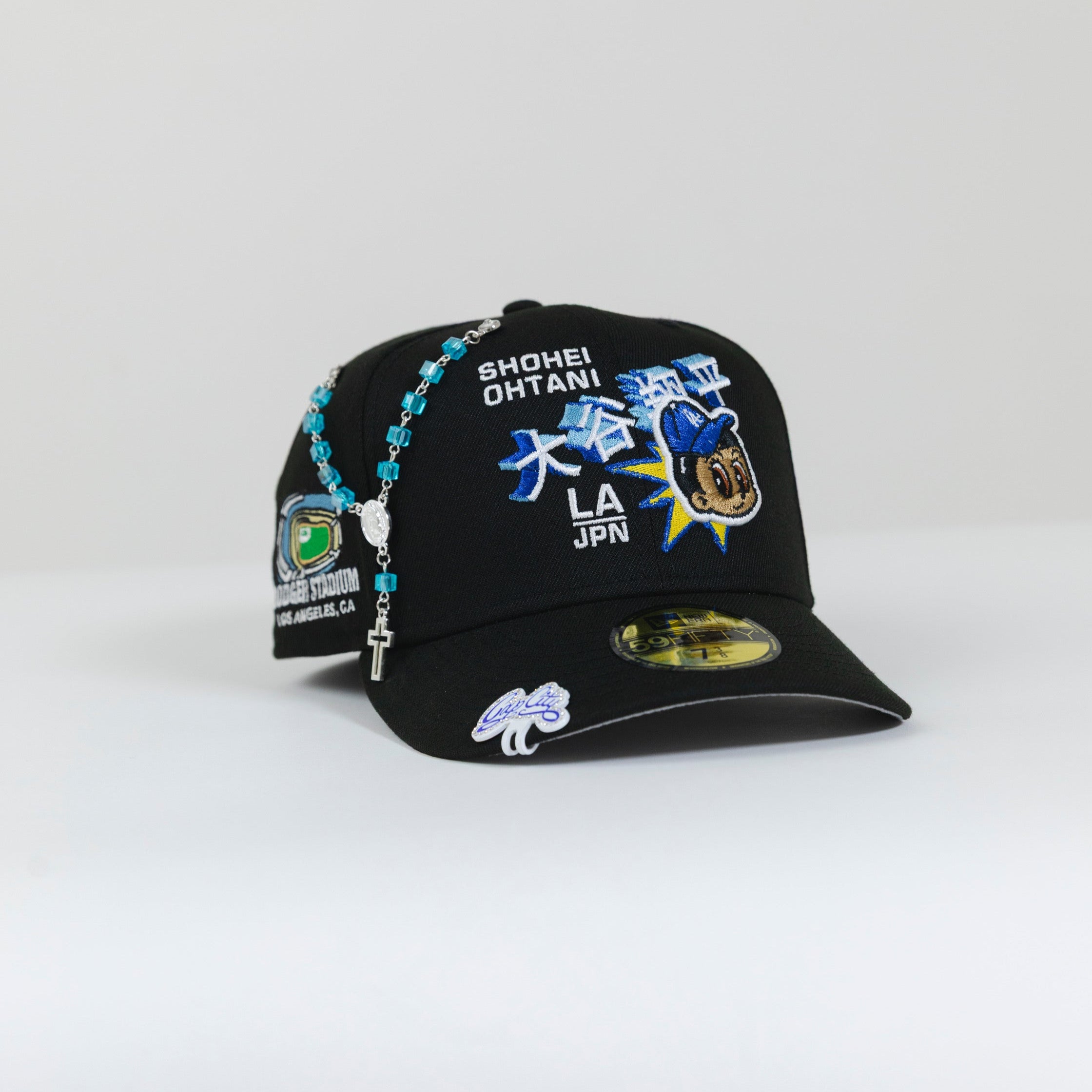 NEW ERA 59FIFTY BLACK LOS ANGELES DODGERS W/ "SHOHEI OHTANI" LOGO + DODGER STADIUM SIDE PATCH