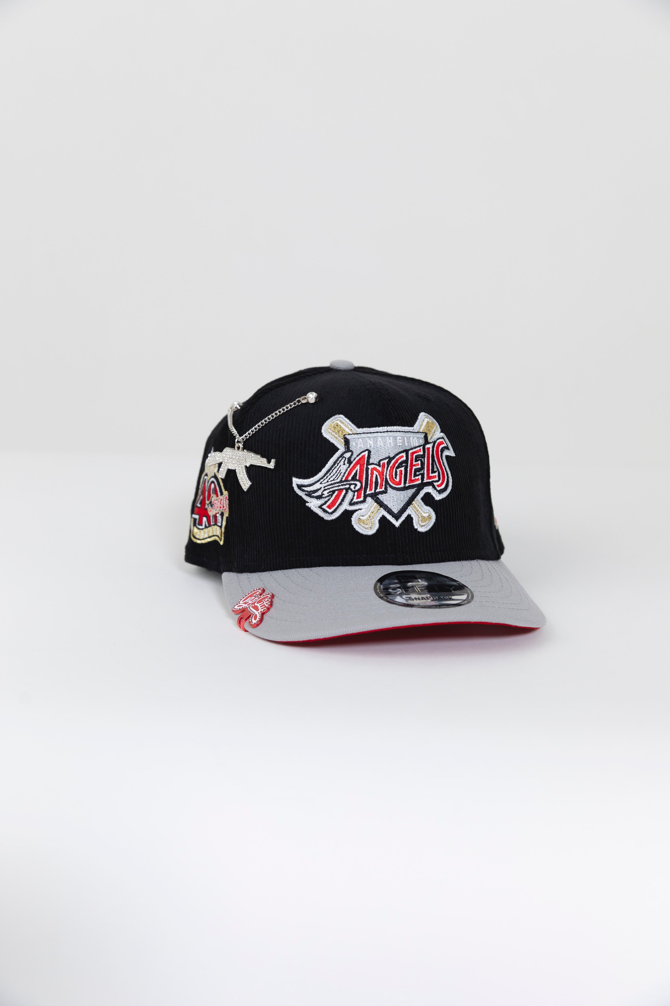 NEW ERA EXCLUSIVE 9FIFTY CORDUROY/ GREY ANAHEIM ANGELS SNAPBACK W/ 40TH ANNIVERSARY SIDE PATCH