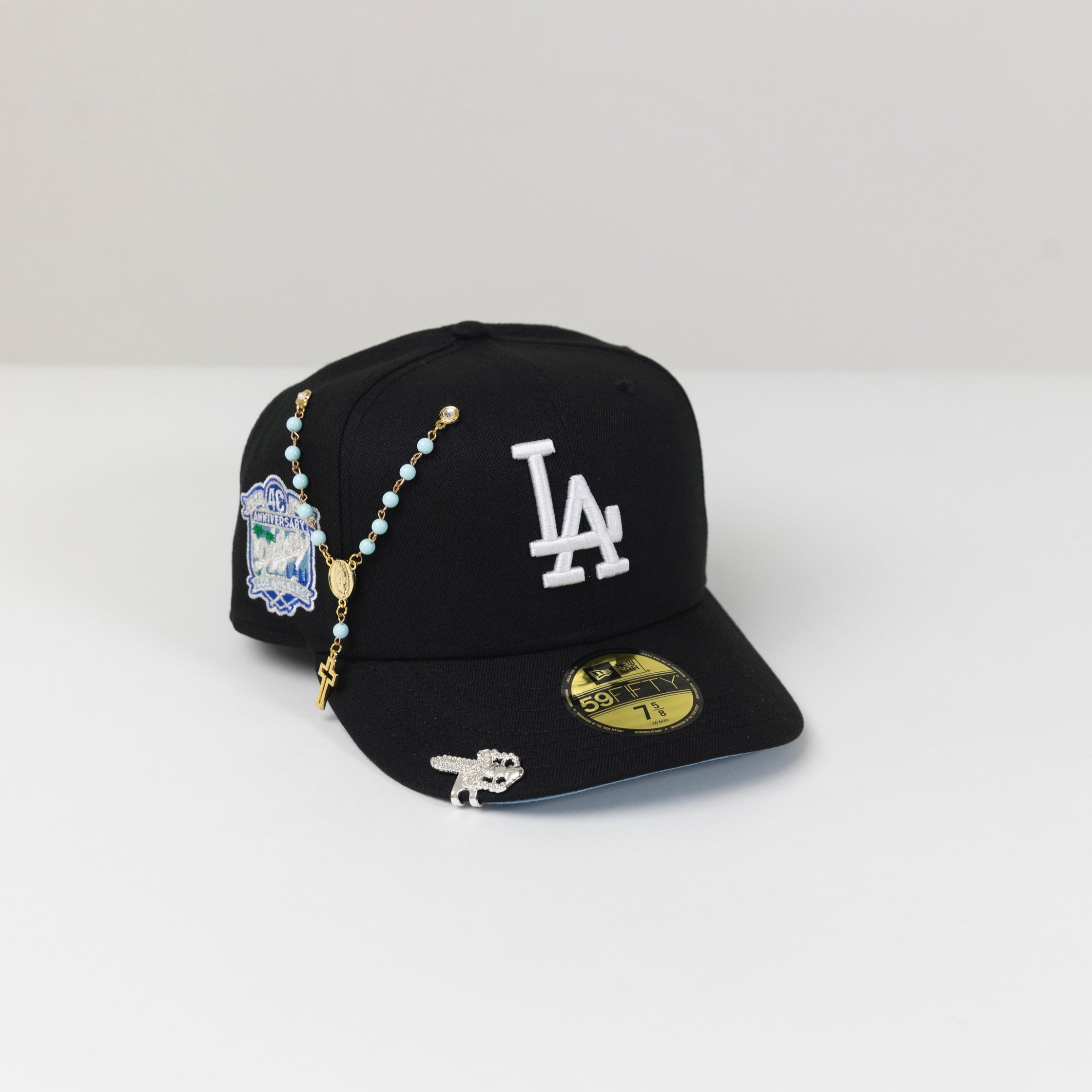 NEW ERA 59FIFTY BLACK LOS ANGELES DODGERS W/ 40TH ANNIVERSARY SIDE PATCH
