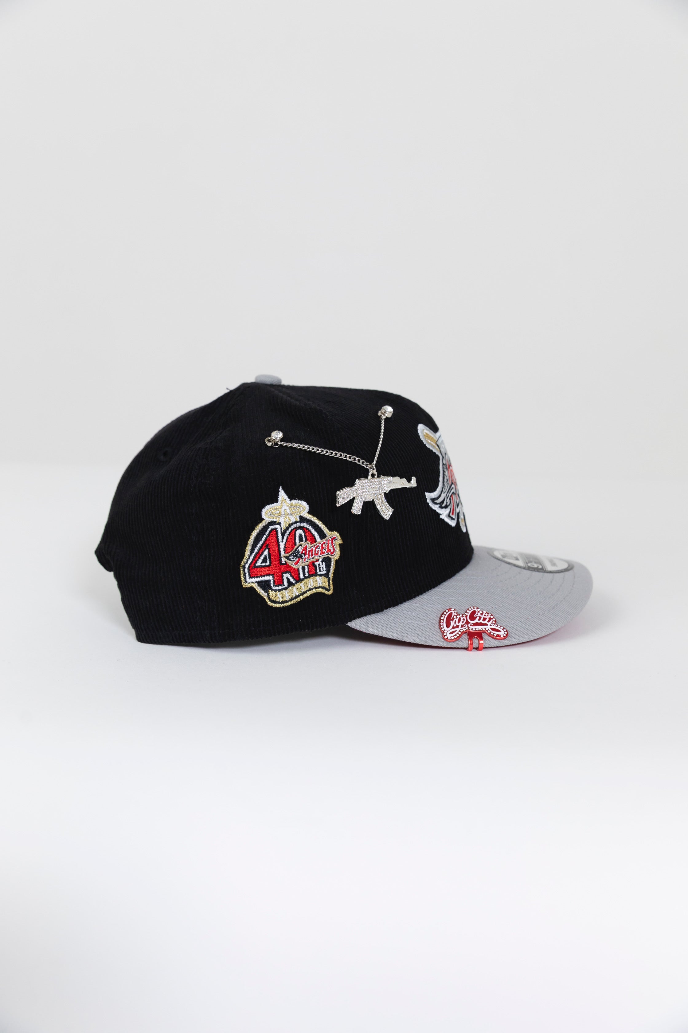 NEW ERA EXCLUSIVE 9FIFTY CORDUROY/ GREY ANAHEIM ANGELS SNAPBACK W/ 40TH ANNIVERSARY SIDE PATCH
